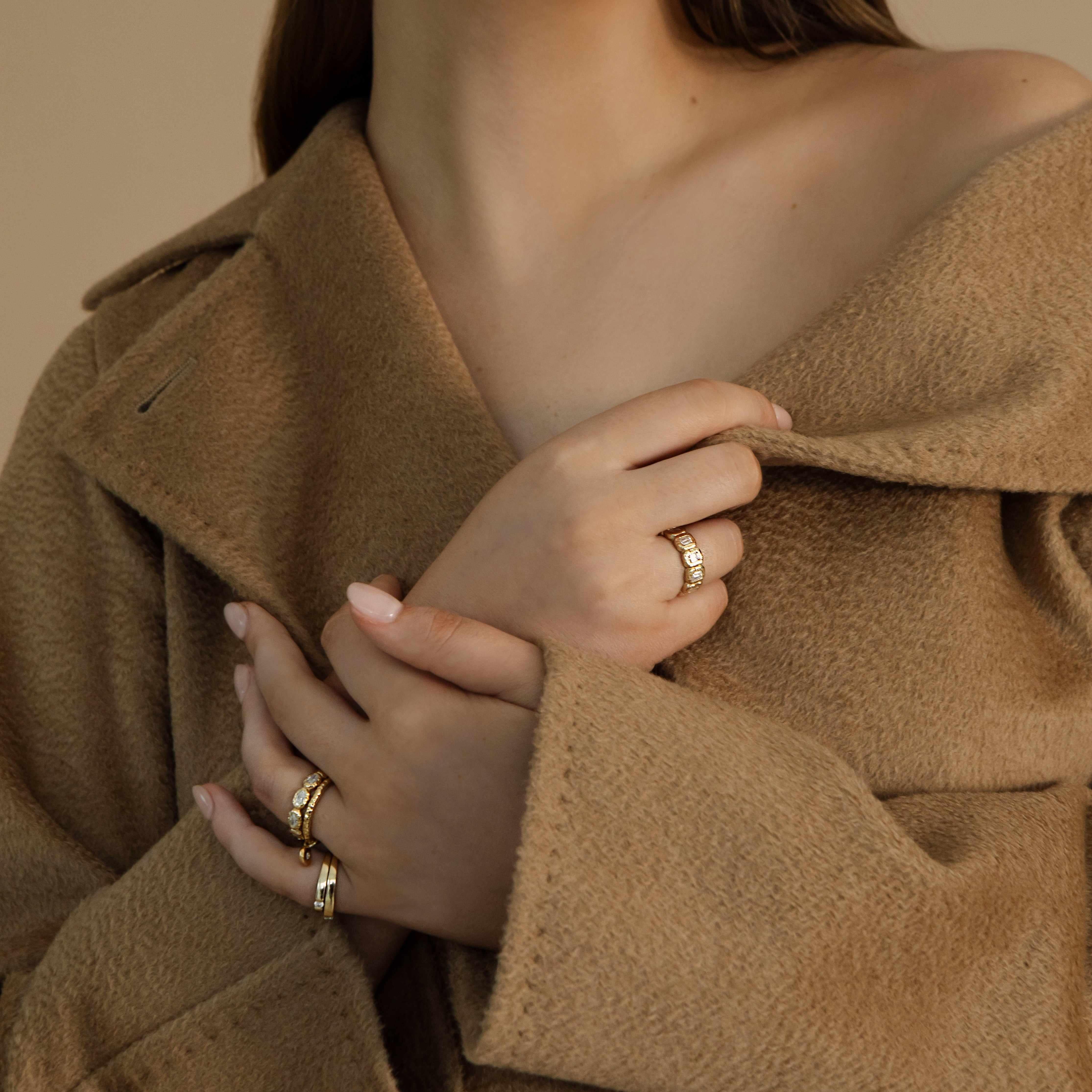 Sterling silver Gold Plated Noir Moissanite Ring - Jewellery | Mezi | MEZI