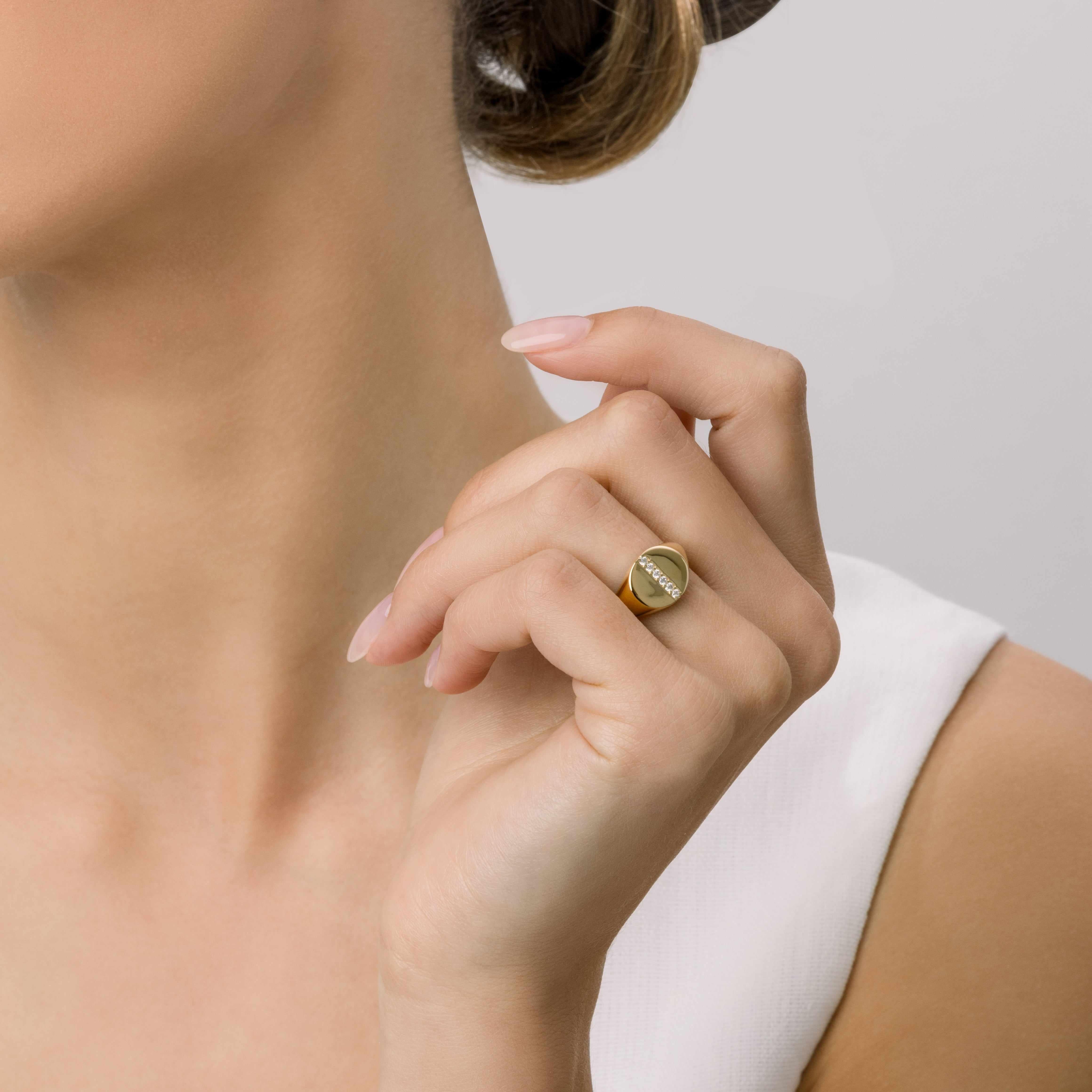 Gilt Moissanite signet ring
