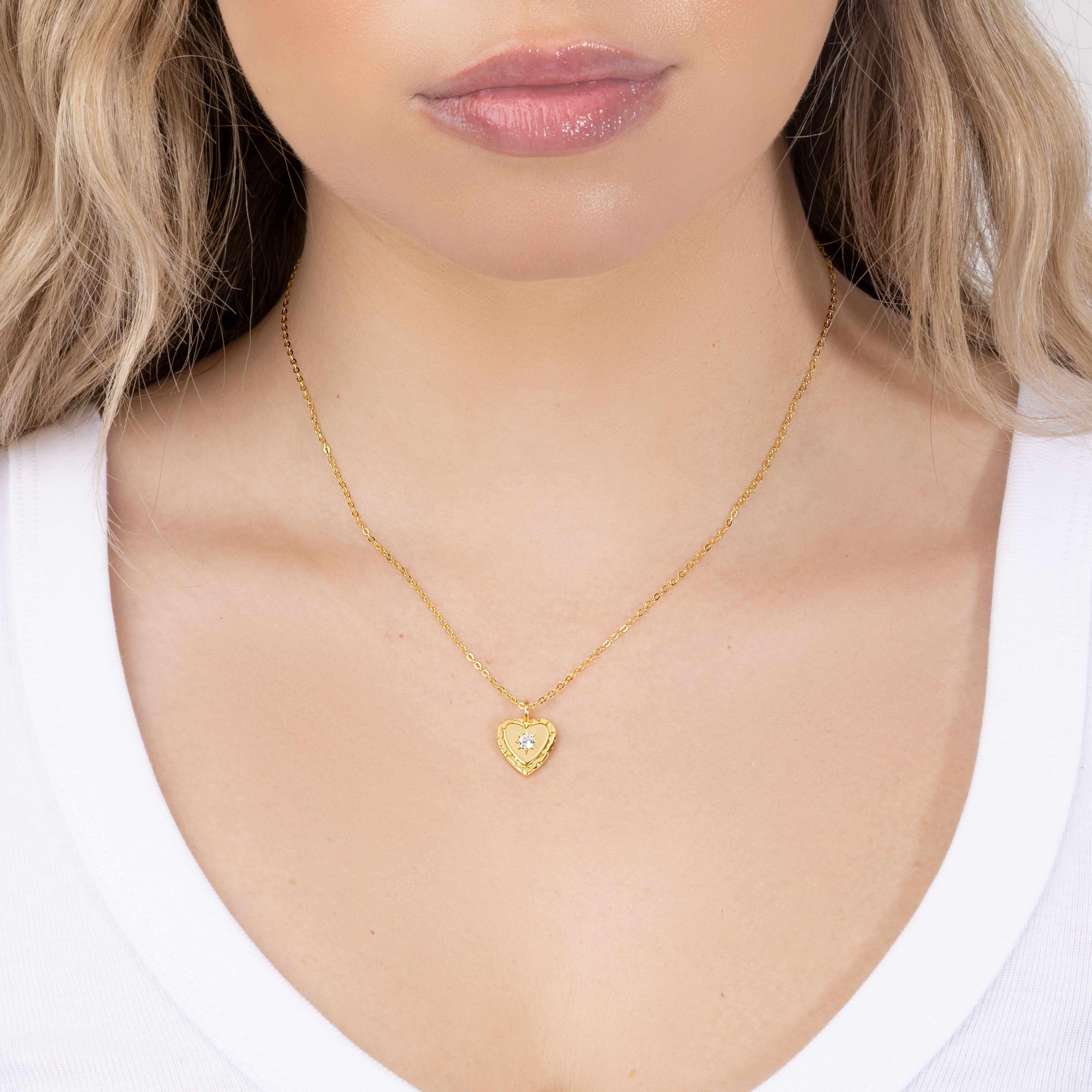 Iconic Heart Pendant Gold Filled With Cubic Zirconia | MEZI