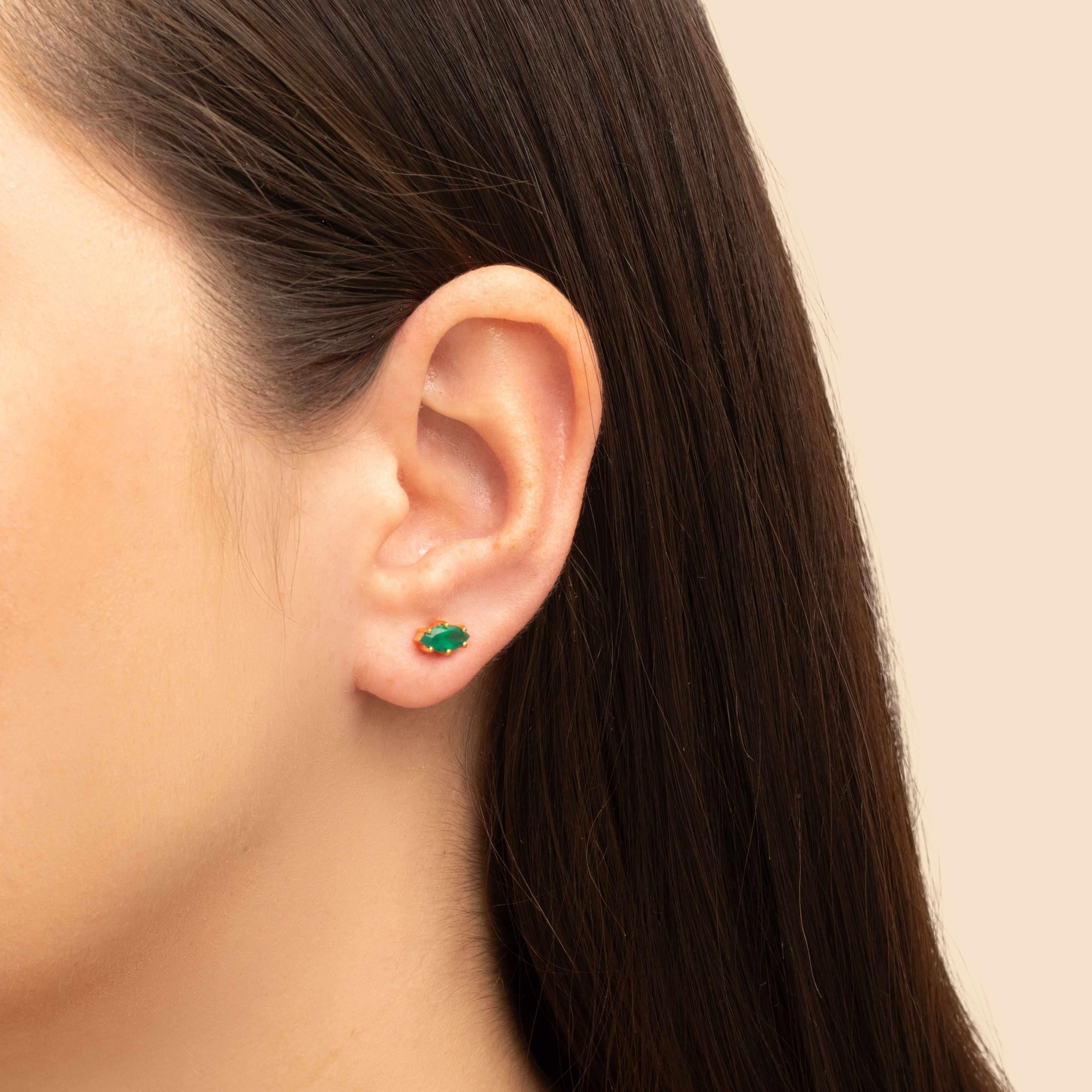 Gold Karina Natural Stone Stud Earrings - Jewellery | Mezi | MEZI