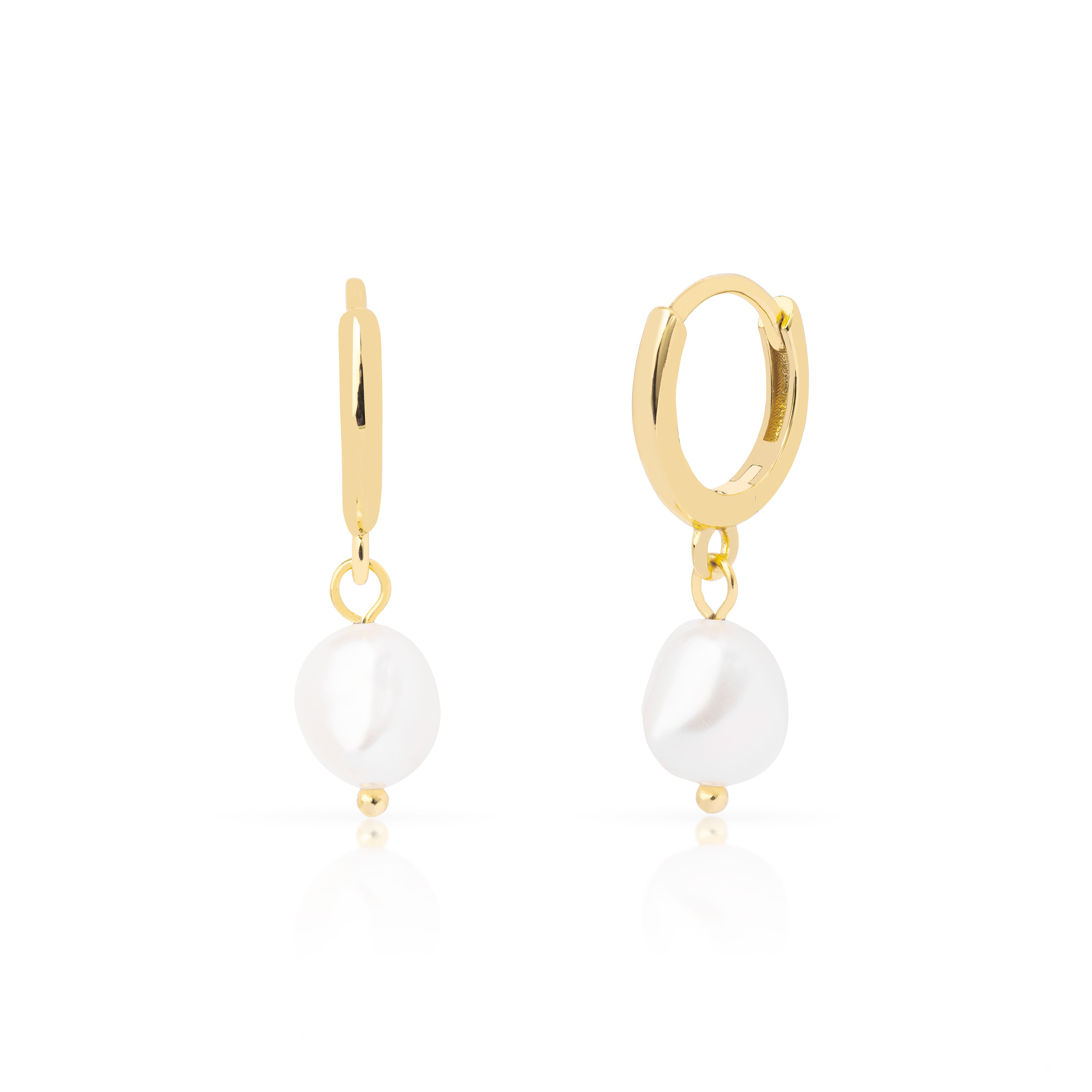 Nivara Baroque Pearl Drop Hoop  Earrings | MEZI