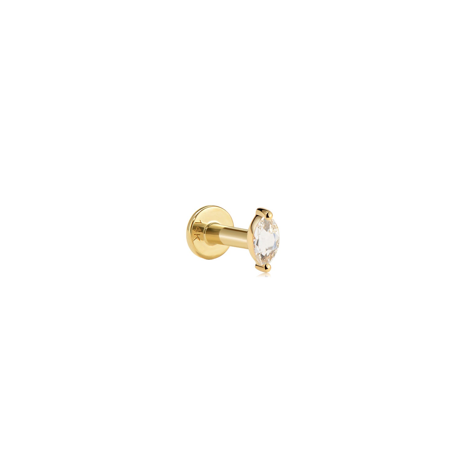 Berne Marquise Moissanite Labret – 14K Gold Flat Back Earring | MEZI | MEZI