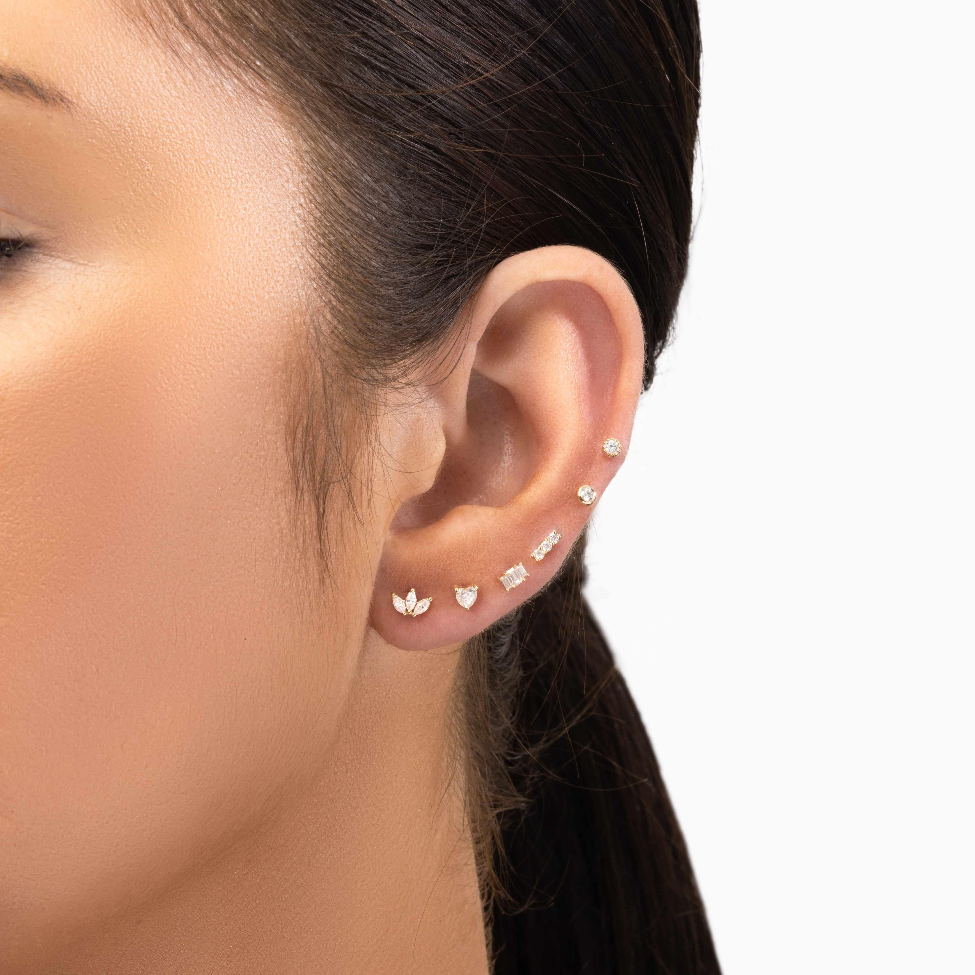 Sage Moissanite Stud Earring – 14K Solid Gold Flat Back