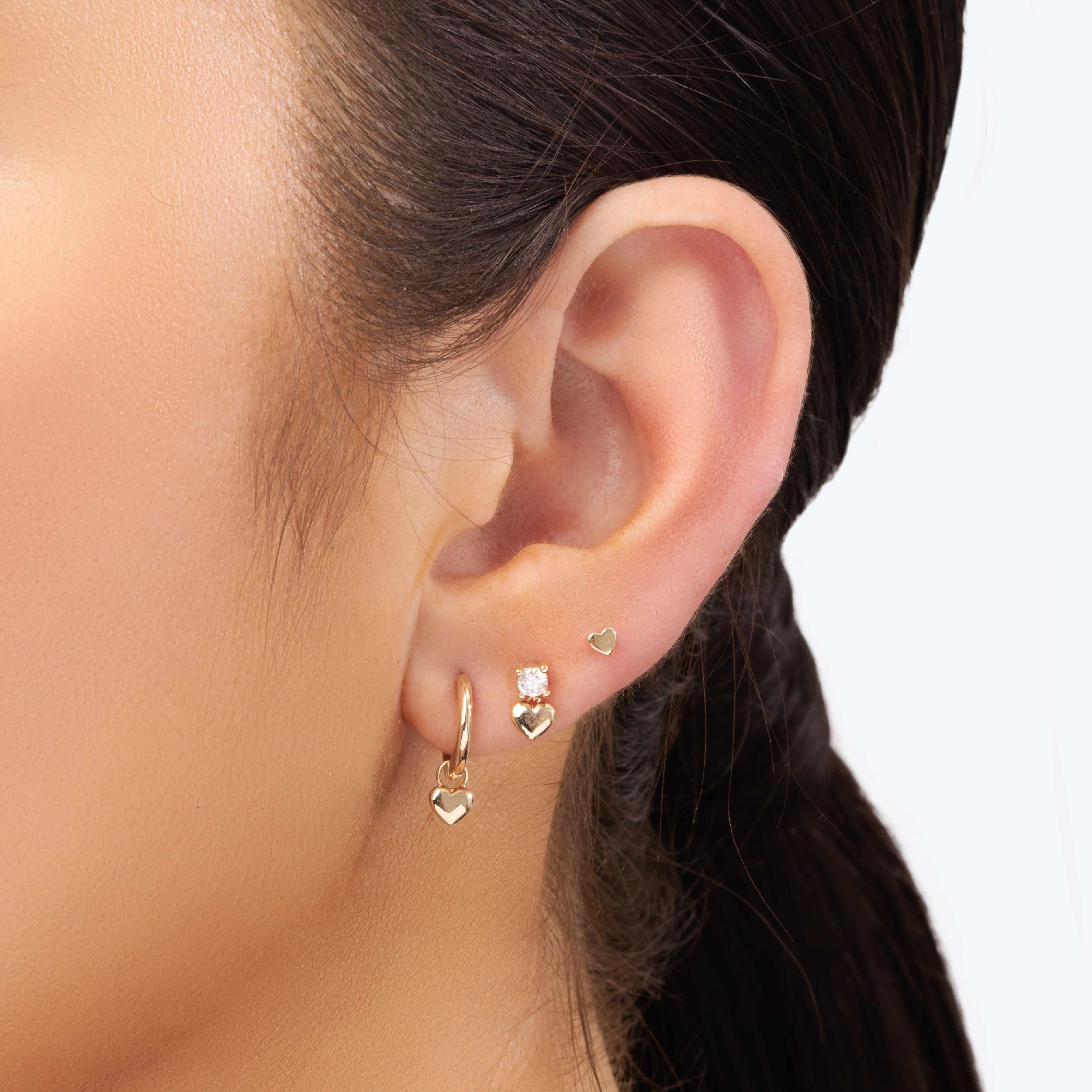 Ori Moissanite Drop Heart Labret – 14K Gold Flat Back Stud Earring | MEZI | MEZI