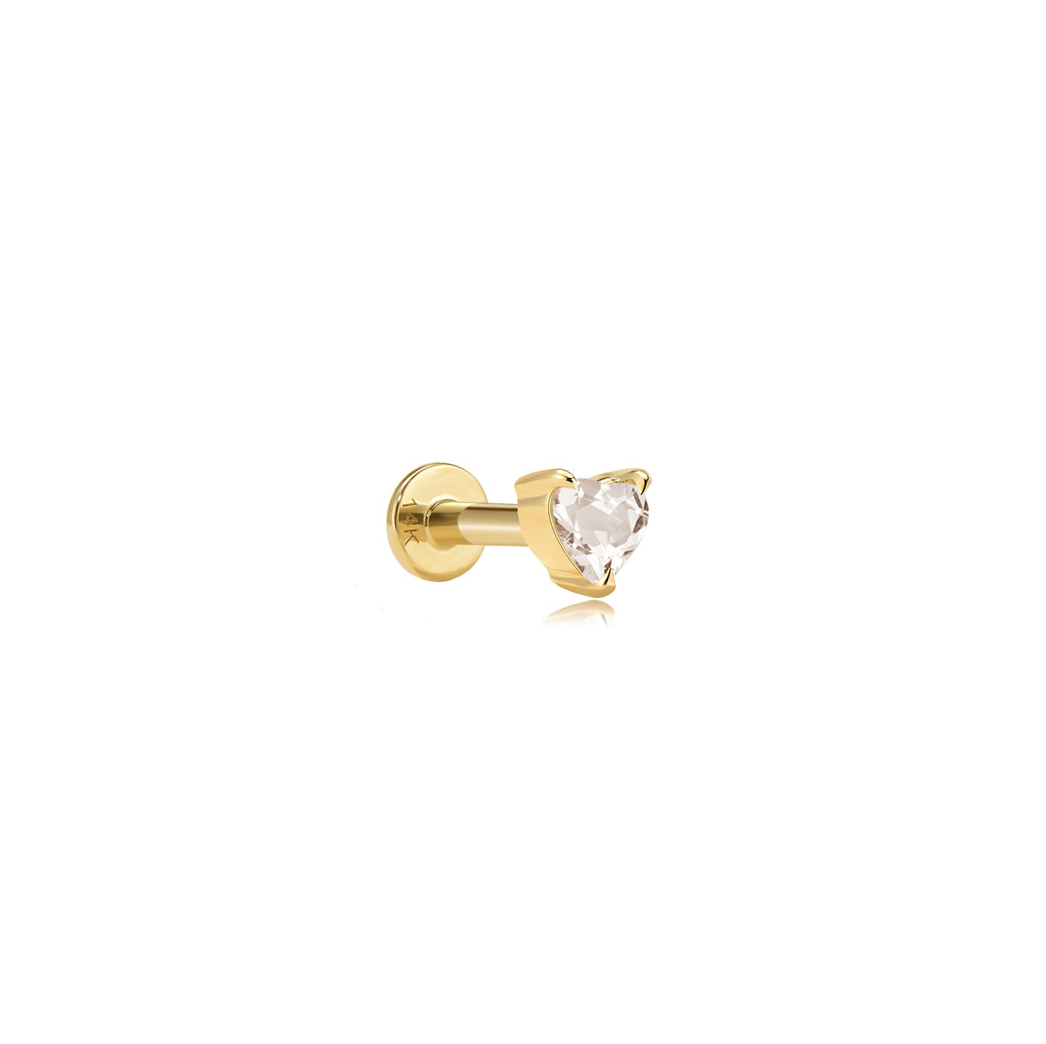Seville Moissanite Heart Labret – 14K Gold Flat Back Earring | MEZI | MEZI