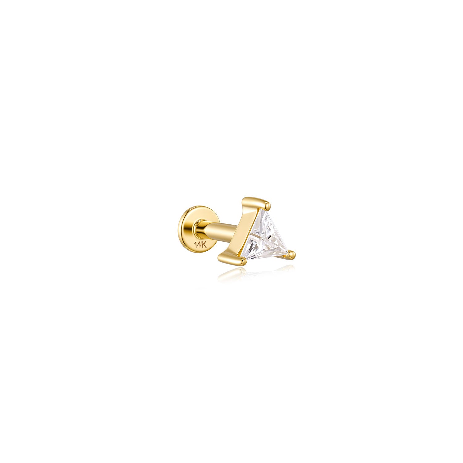 Adelaide Moissanite Stud Earring – 14K Solid Gold Flat Back Labret