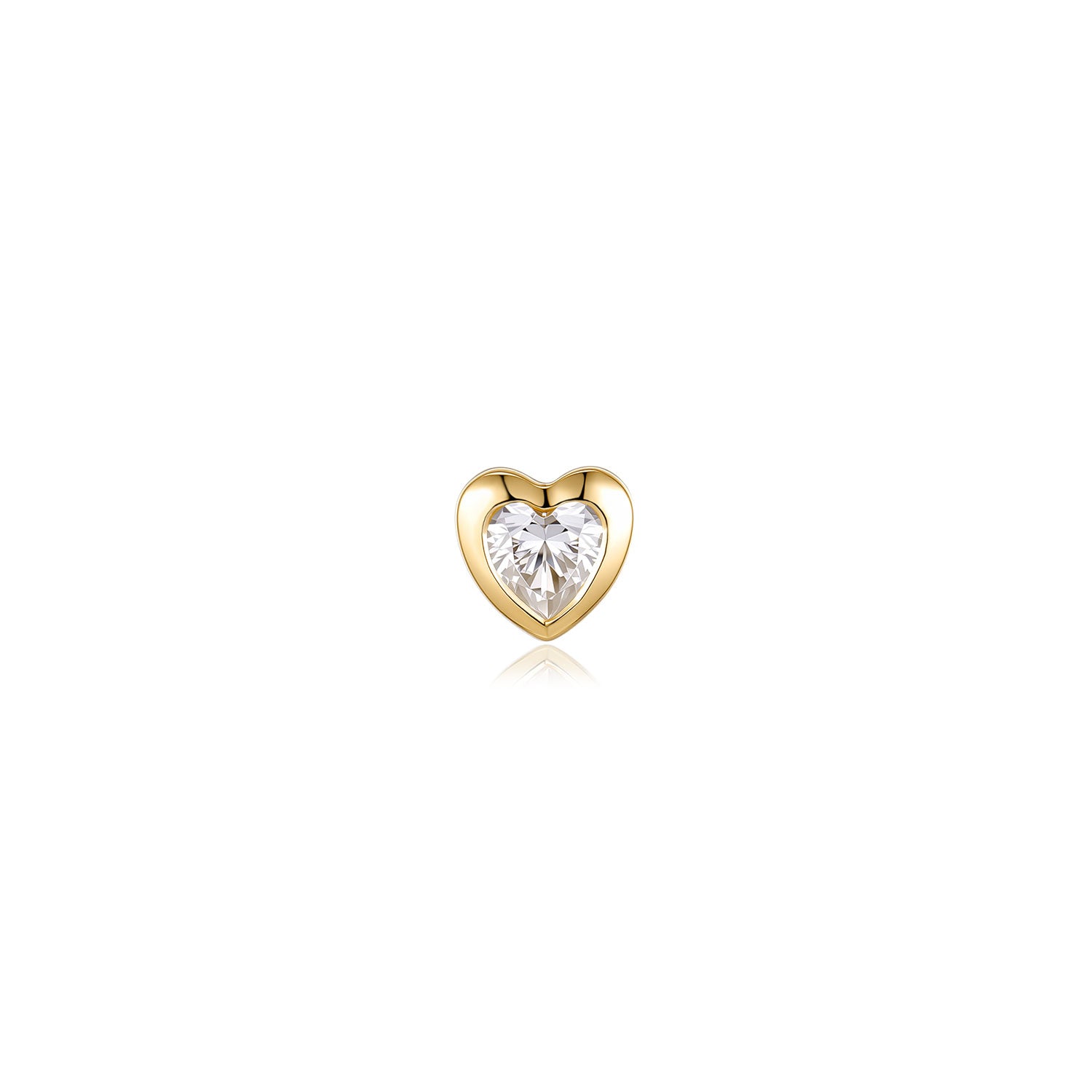 Zaria Heart Moissanite Stud Earring – 14K Solid Gold Flat Back Labret