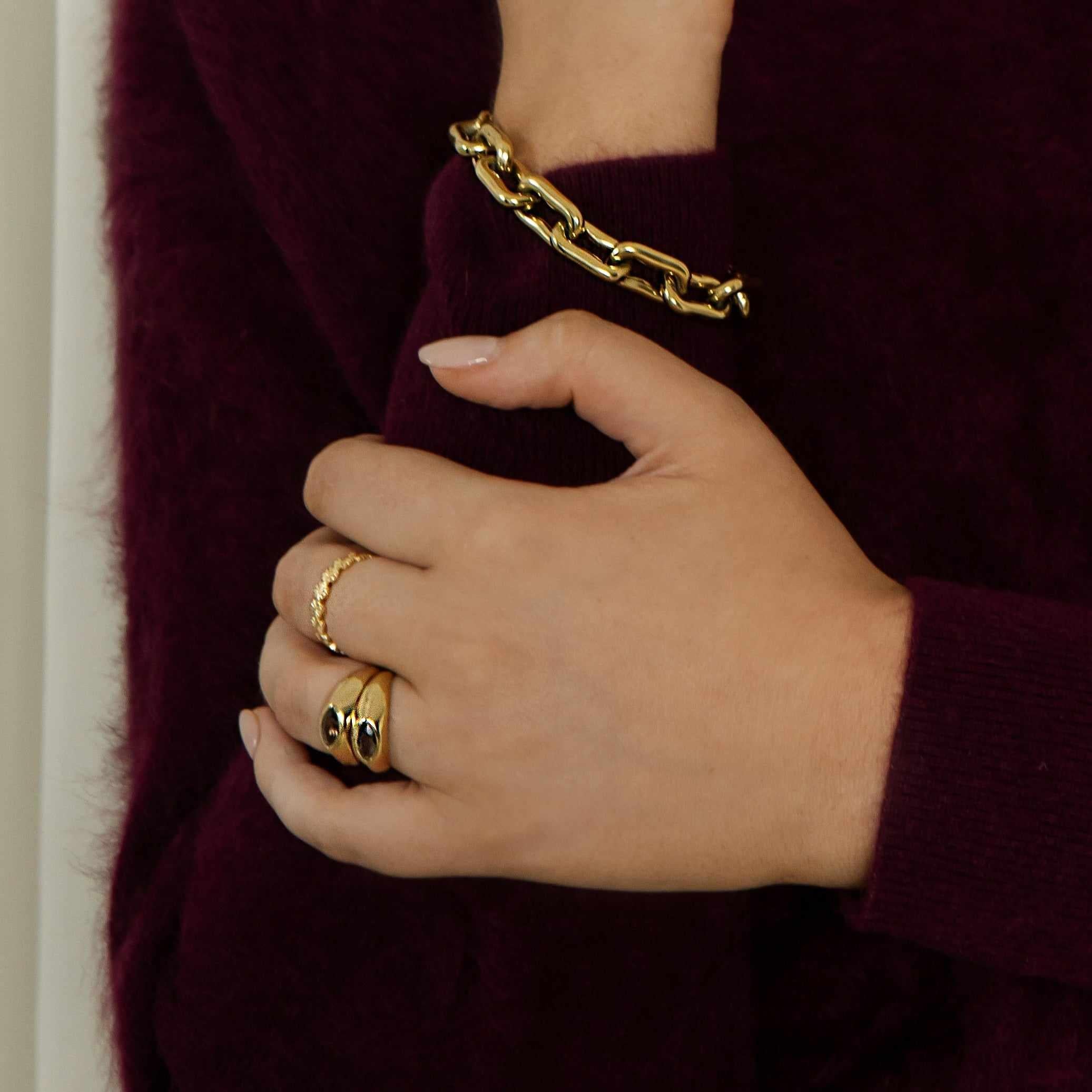 Sterling Silver - Gold Noa Natural Stone Ring - Jewellery | Mezi | MEZI
