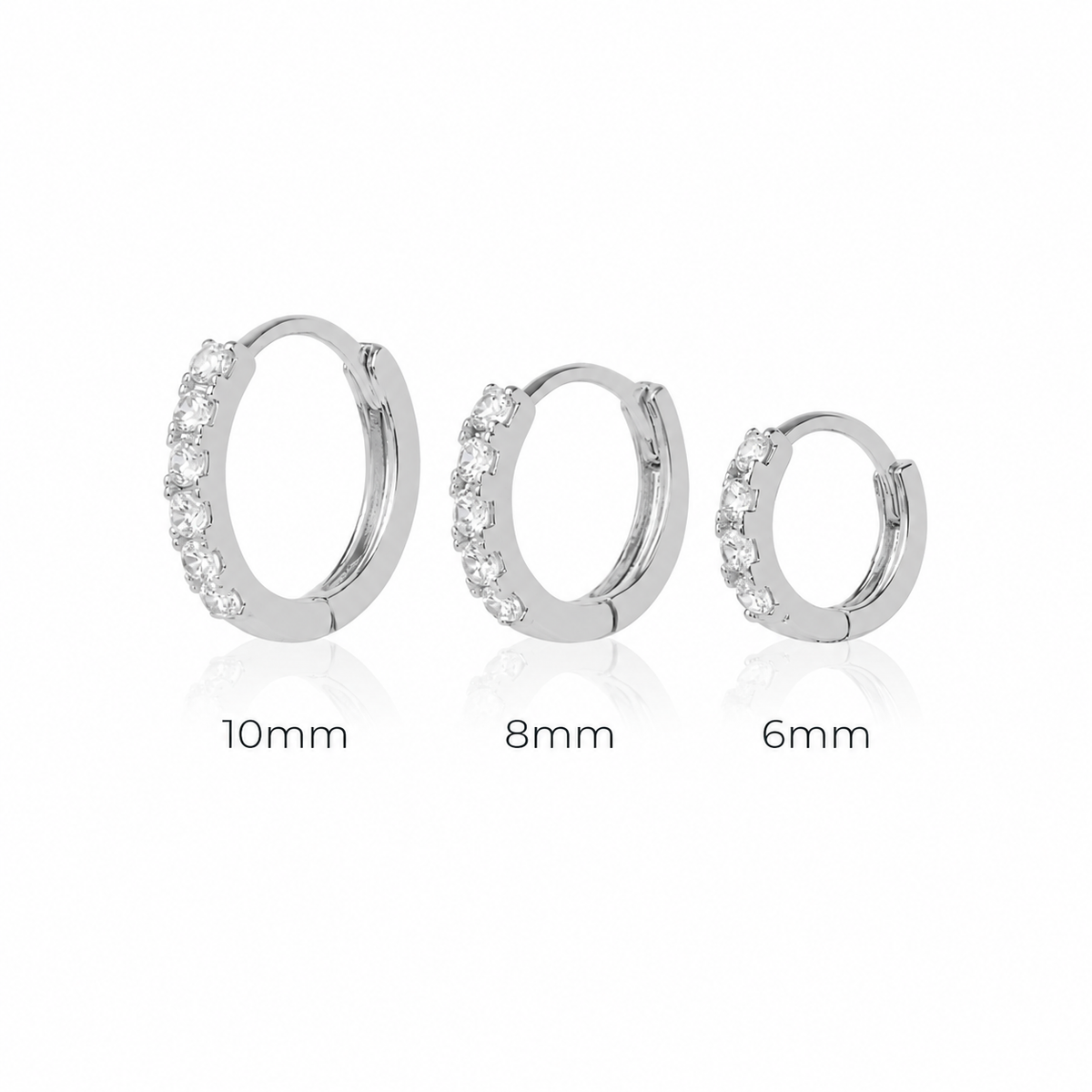 Avah Silver Crystal Huggies Stack