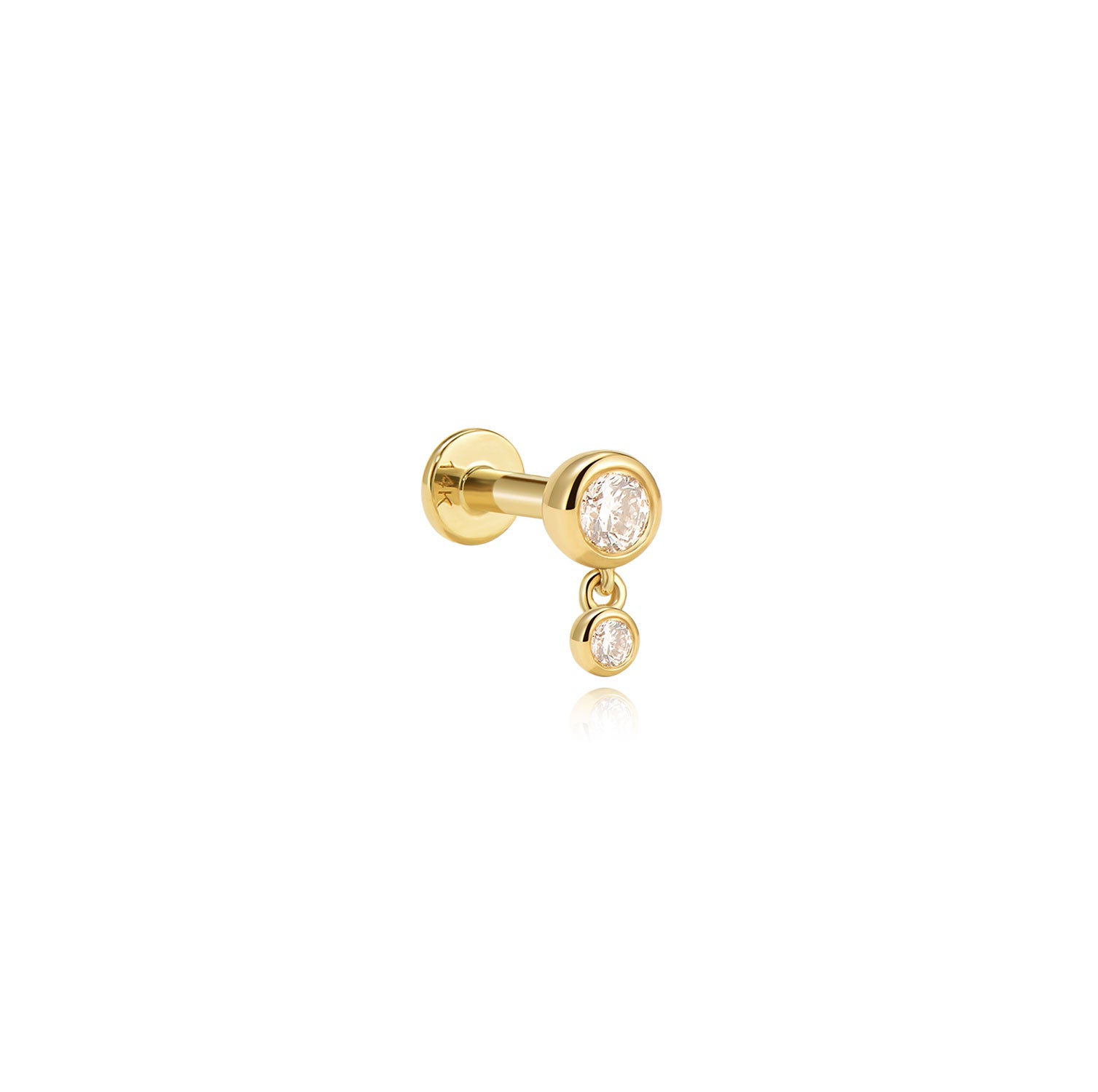 Bari Crystal Drop Labret Earring – 14K Gold Flat Back | MEZI | MEZI
