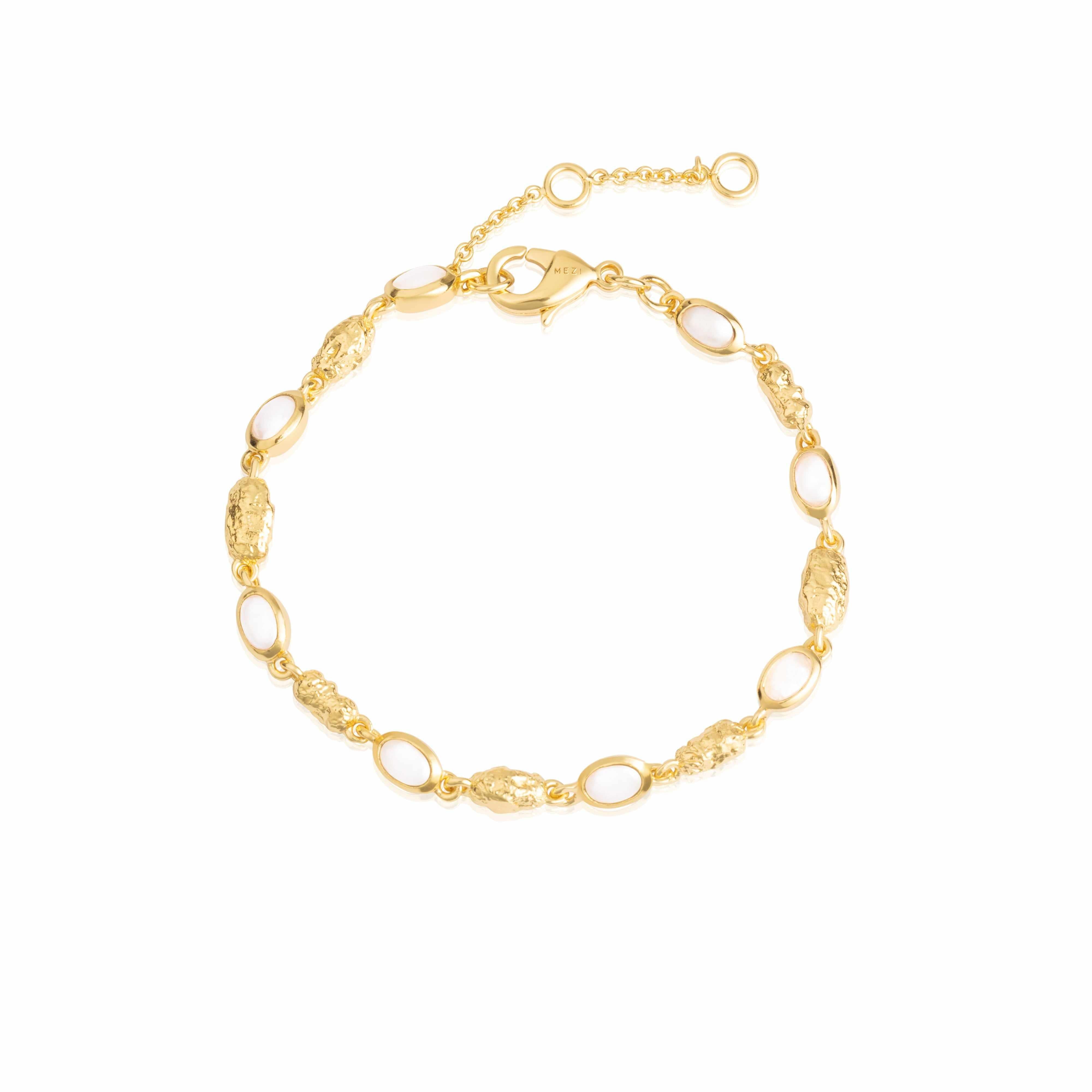 Gold and Rhodium Azhar Natural Precious Stone Bracelet - Jewellery | Mezi | MEZI