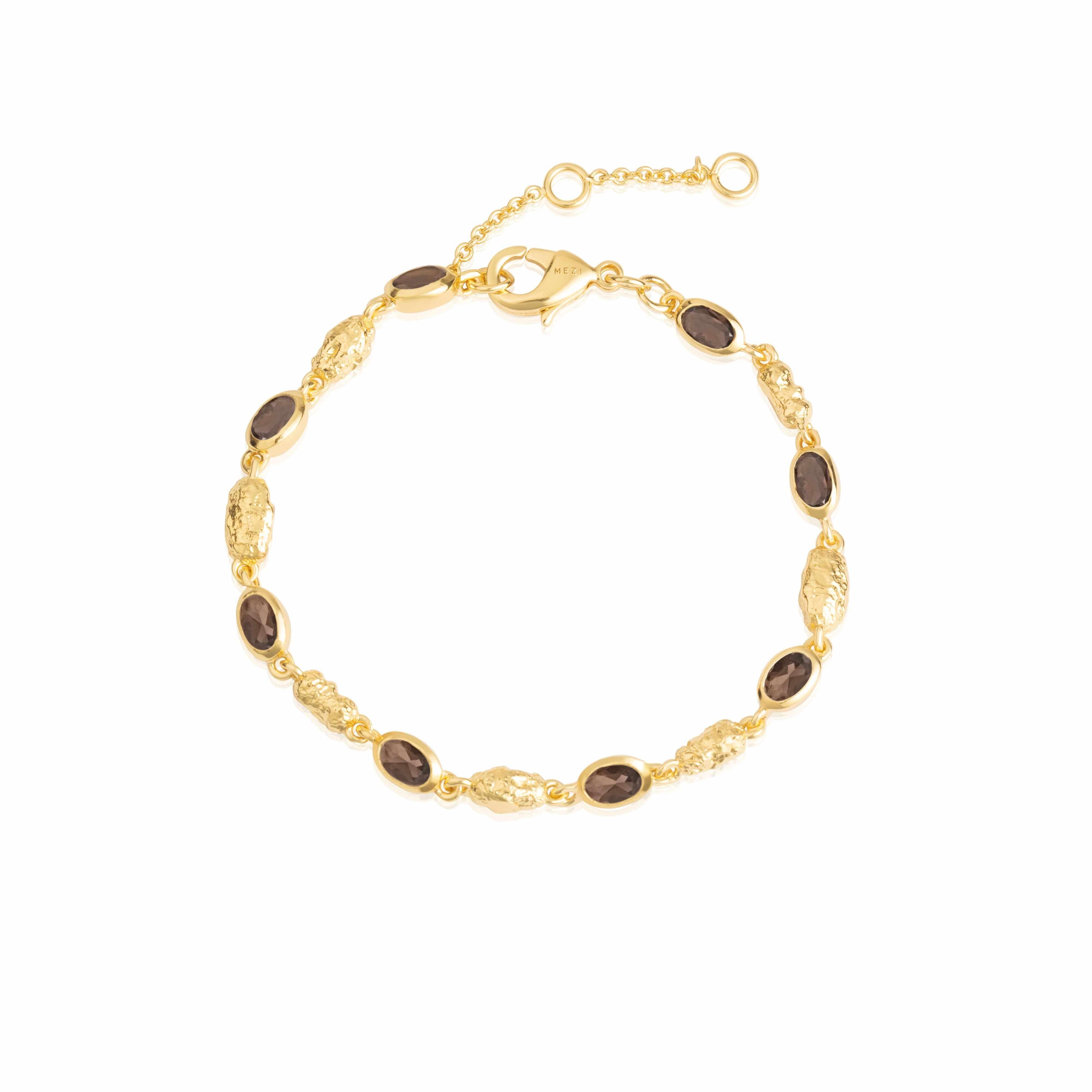 Gold and Rhodium Azhar Natural Precious Stone Bracelet - Jewellery | Mezi | MEZI