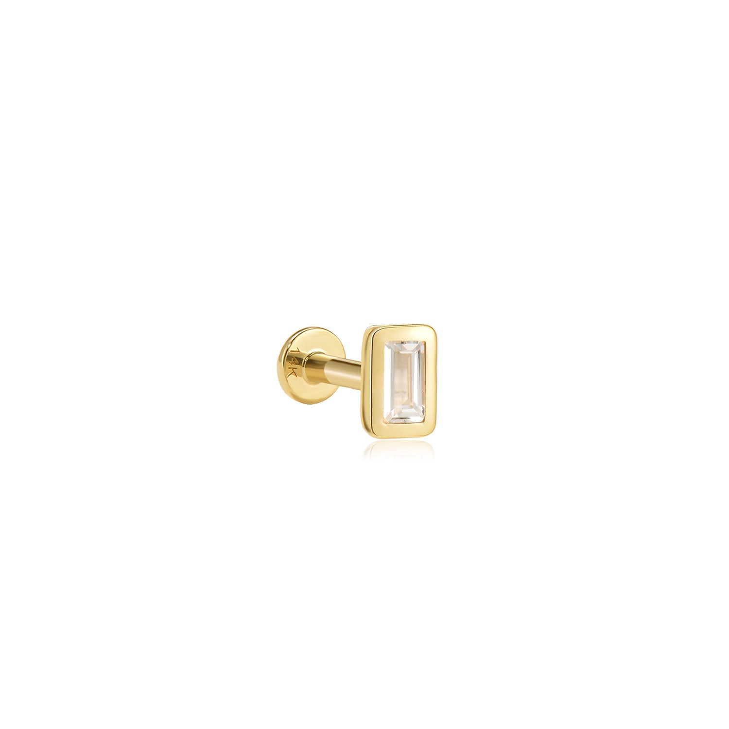 Bronx Moissanite Labret – 14K Solid Gold Flat Back Stud Earring | MEZI | MEZI