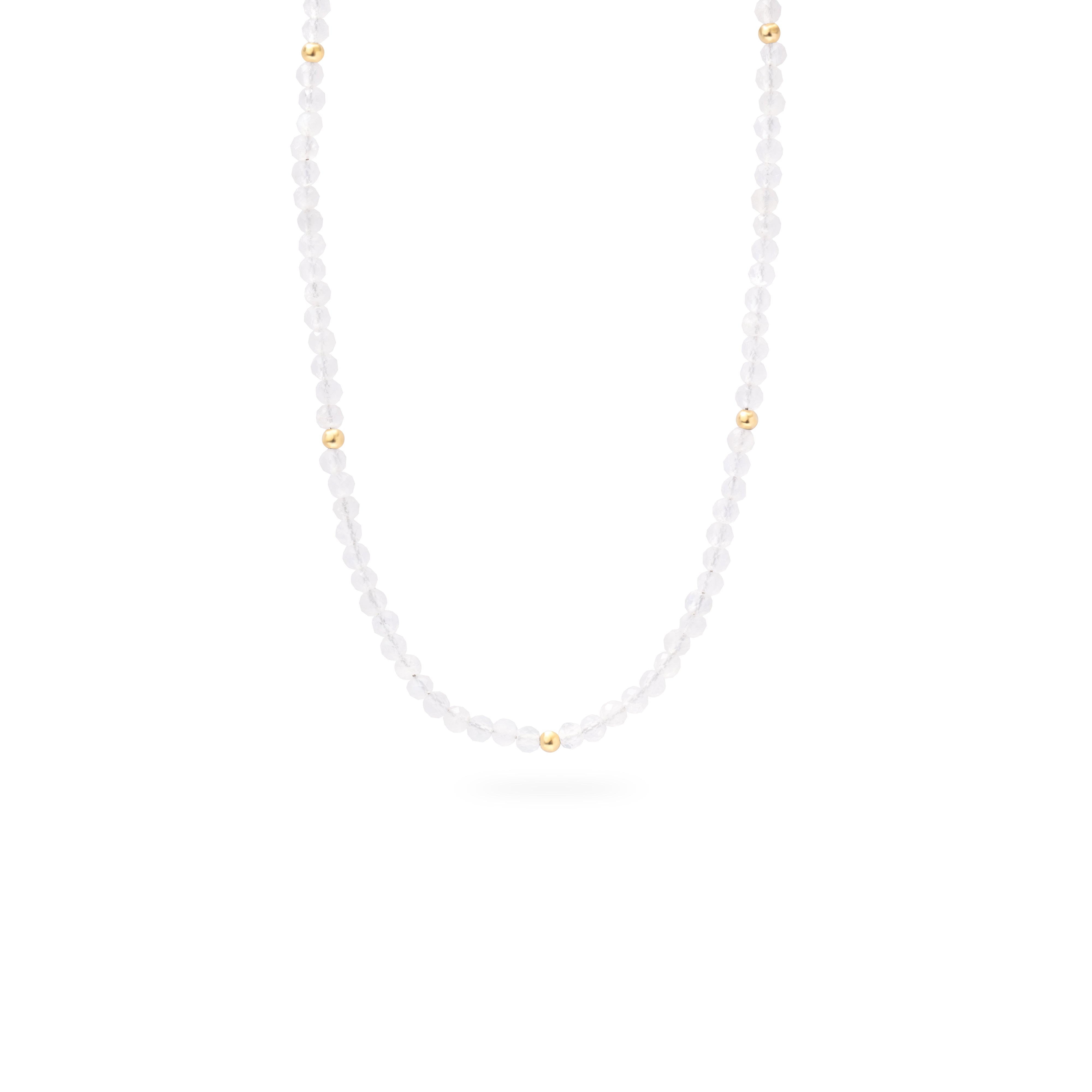 Gold Klara Natural Stone Beaded Necklace - Jewellery | Mezi | MEZI