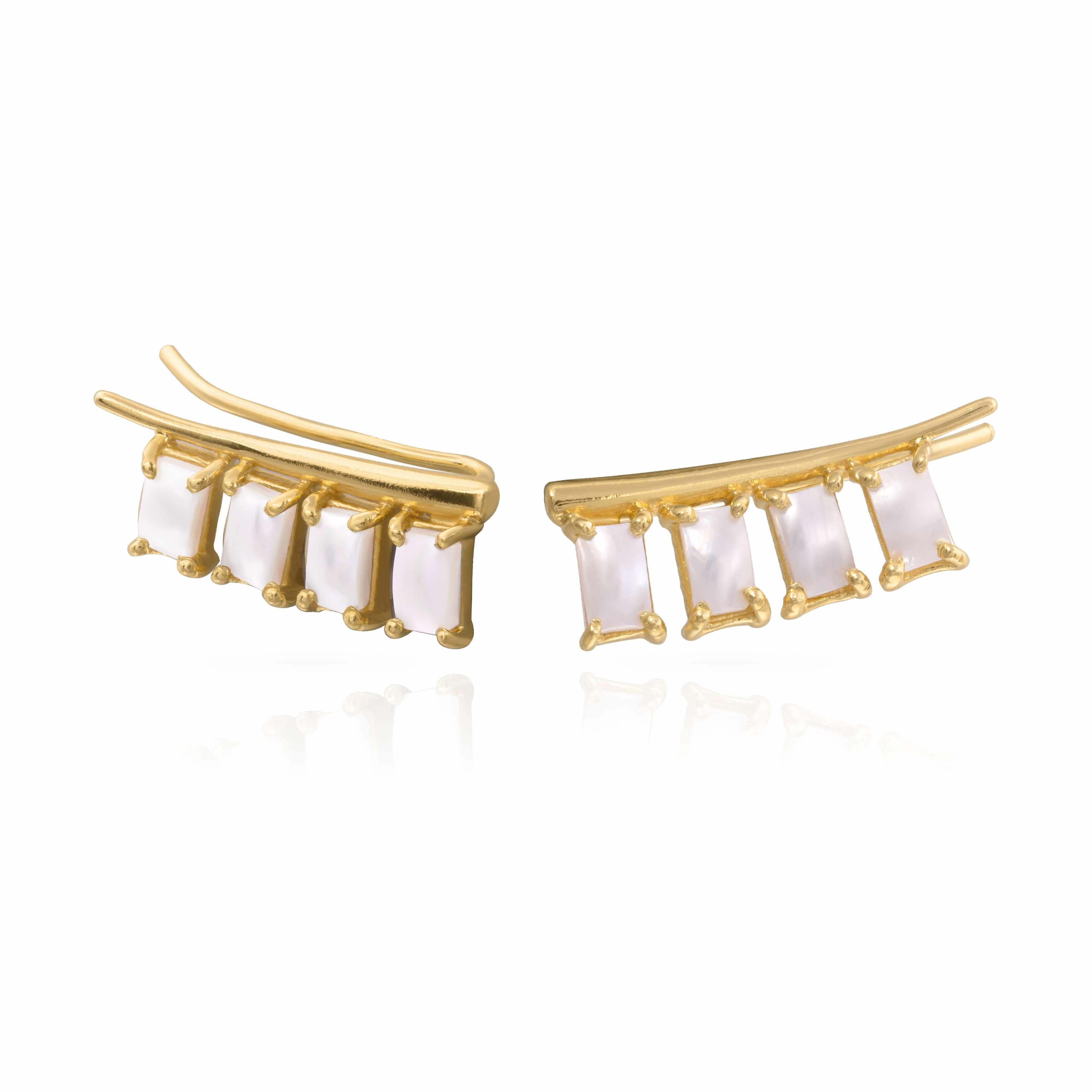 Azra crawler gold plated semi-precious stone earrings