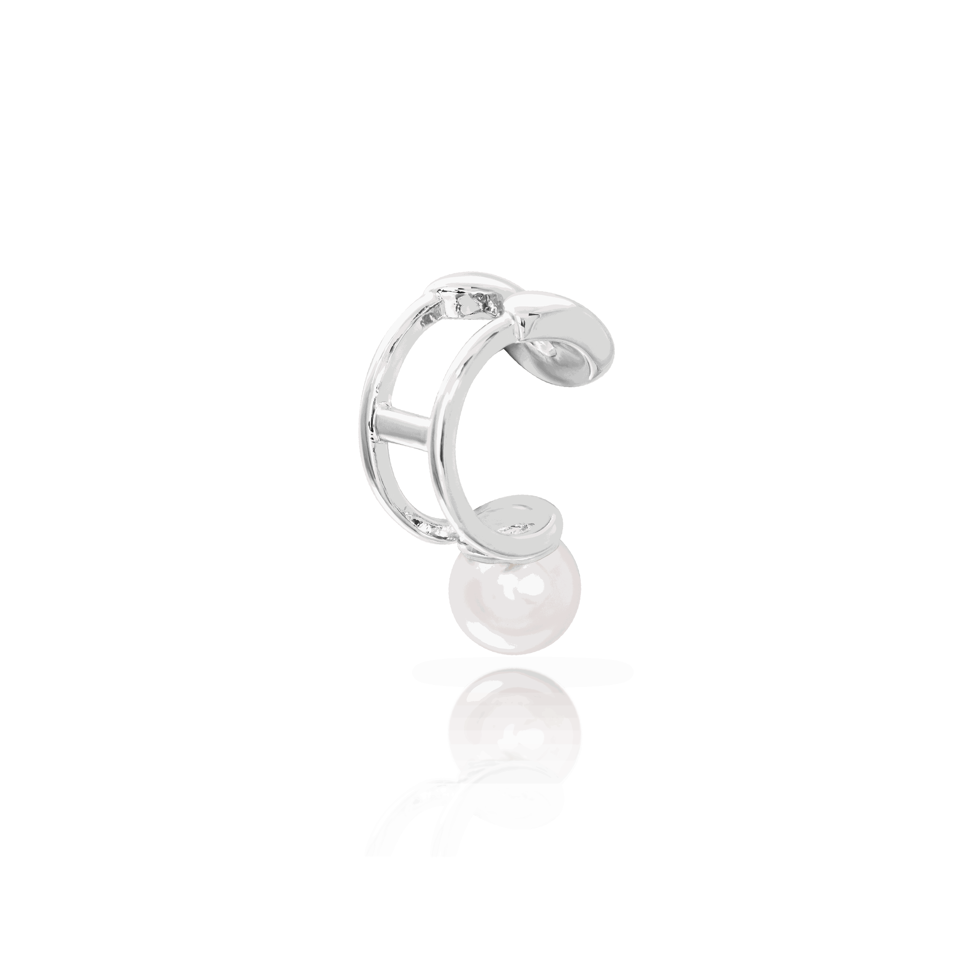 Lea pearl ear cuff, gold-plated metal (view 3)