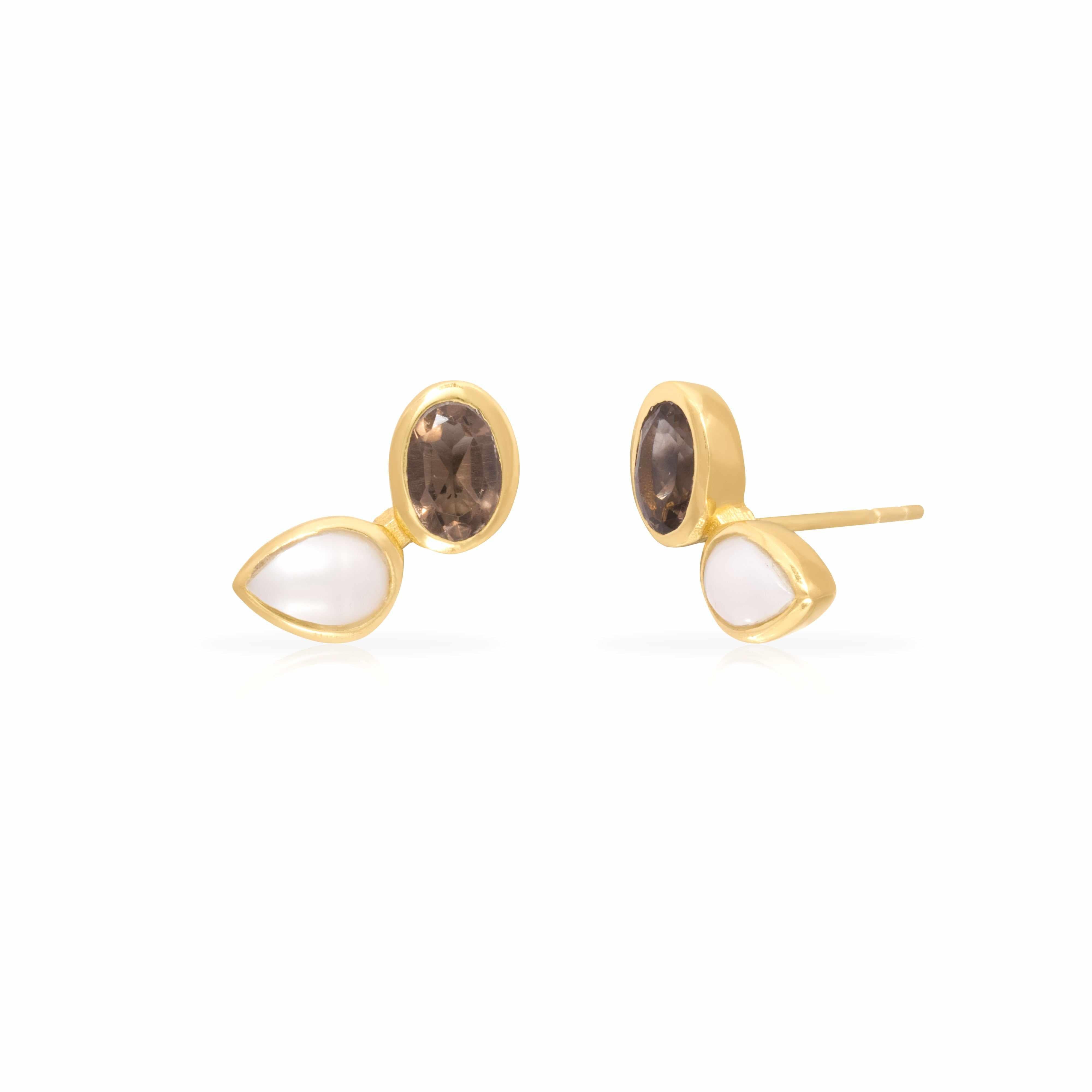 Ariya semi-precious sterling silver gold plated stud earrings