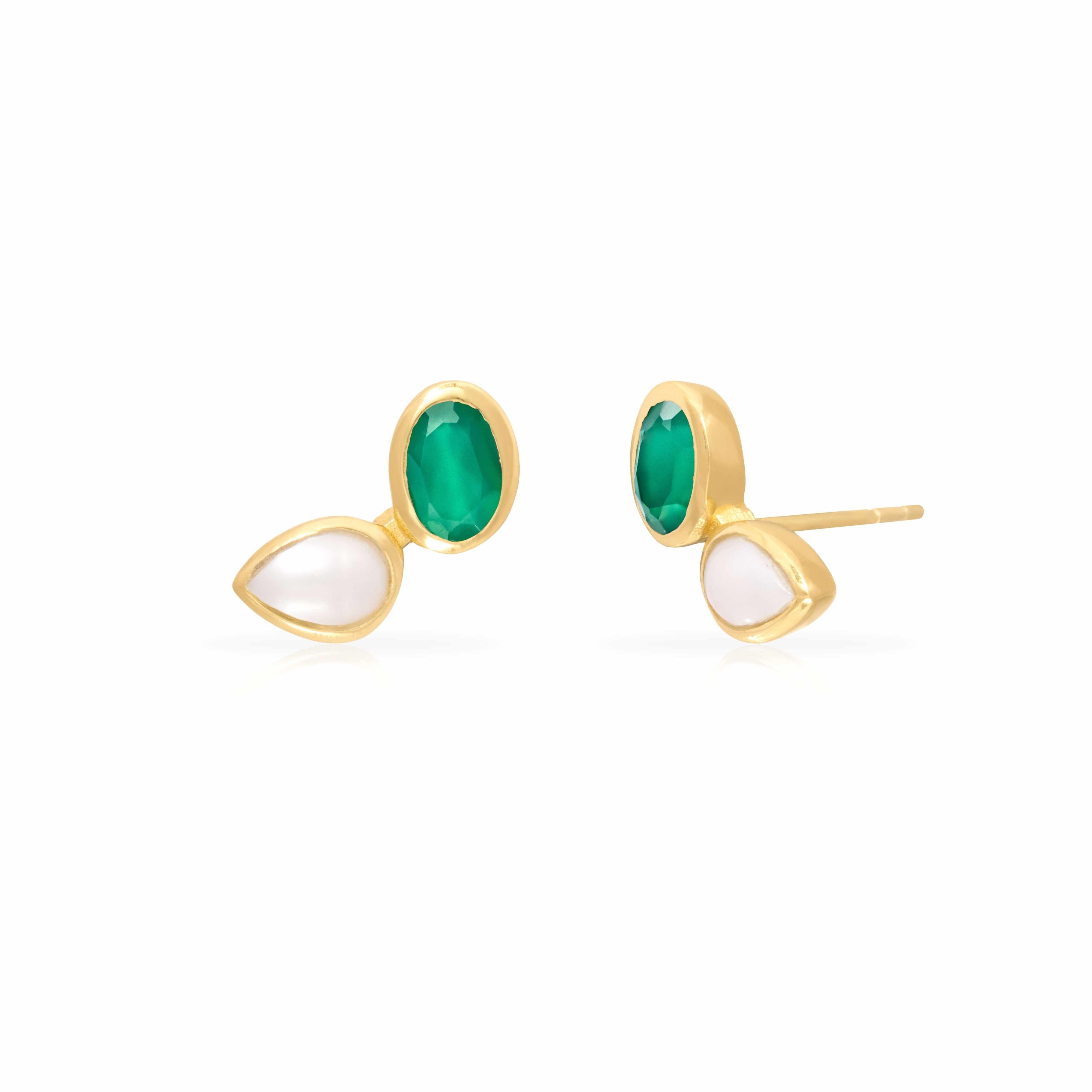 Ariya semi-precious sterling silver gold plated stud earrings