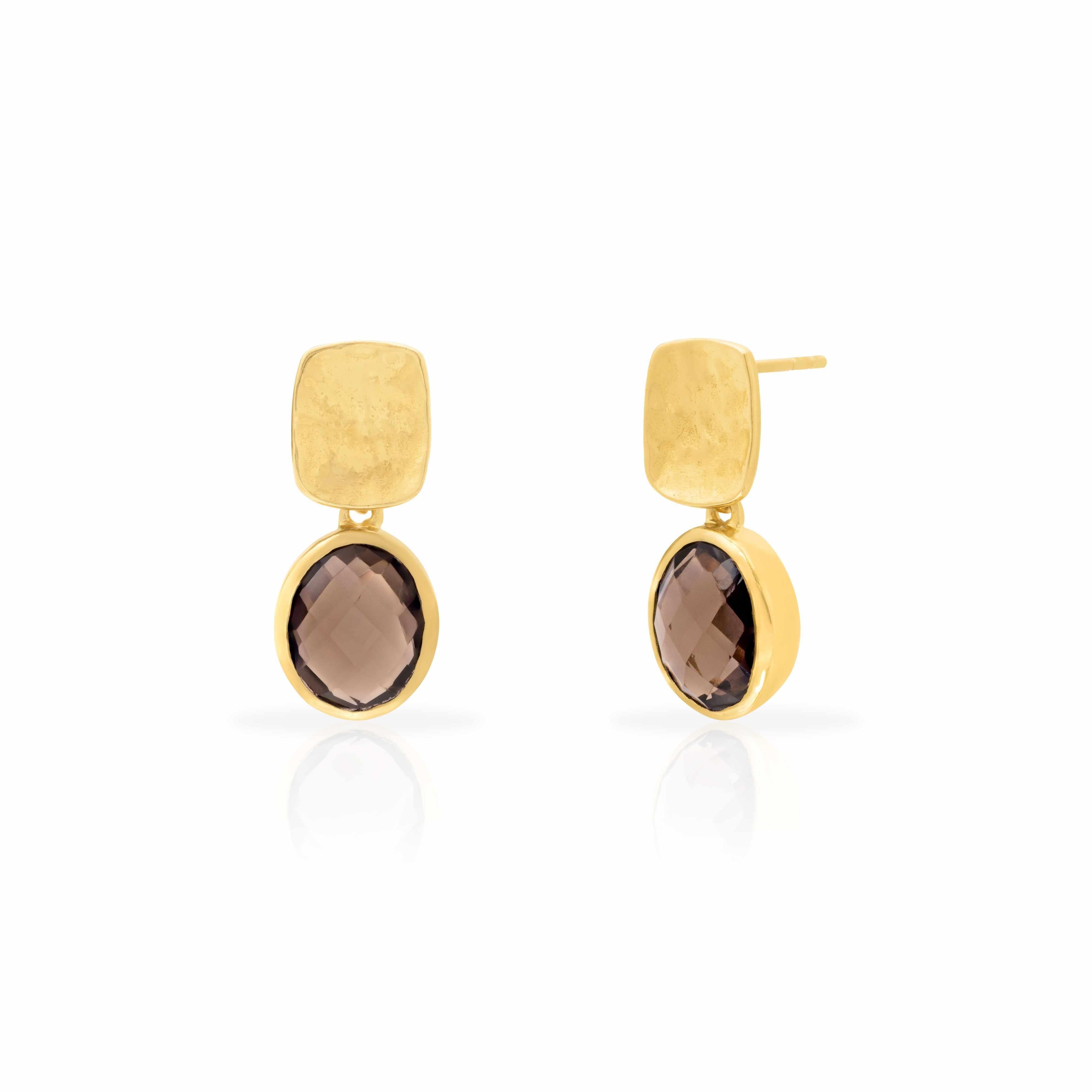 Zenia semi-precious sterling silver gold plated earrings