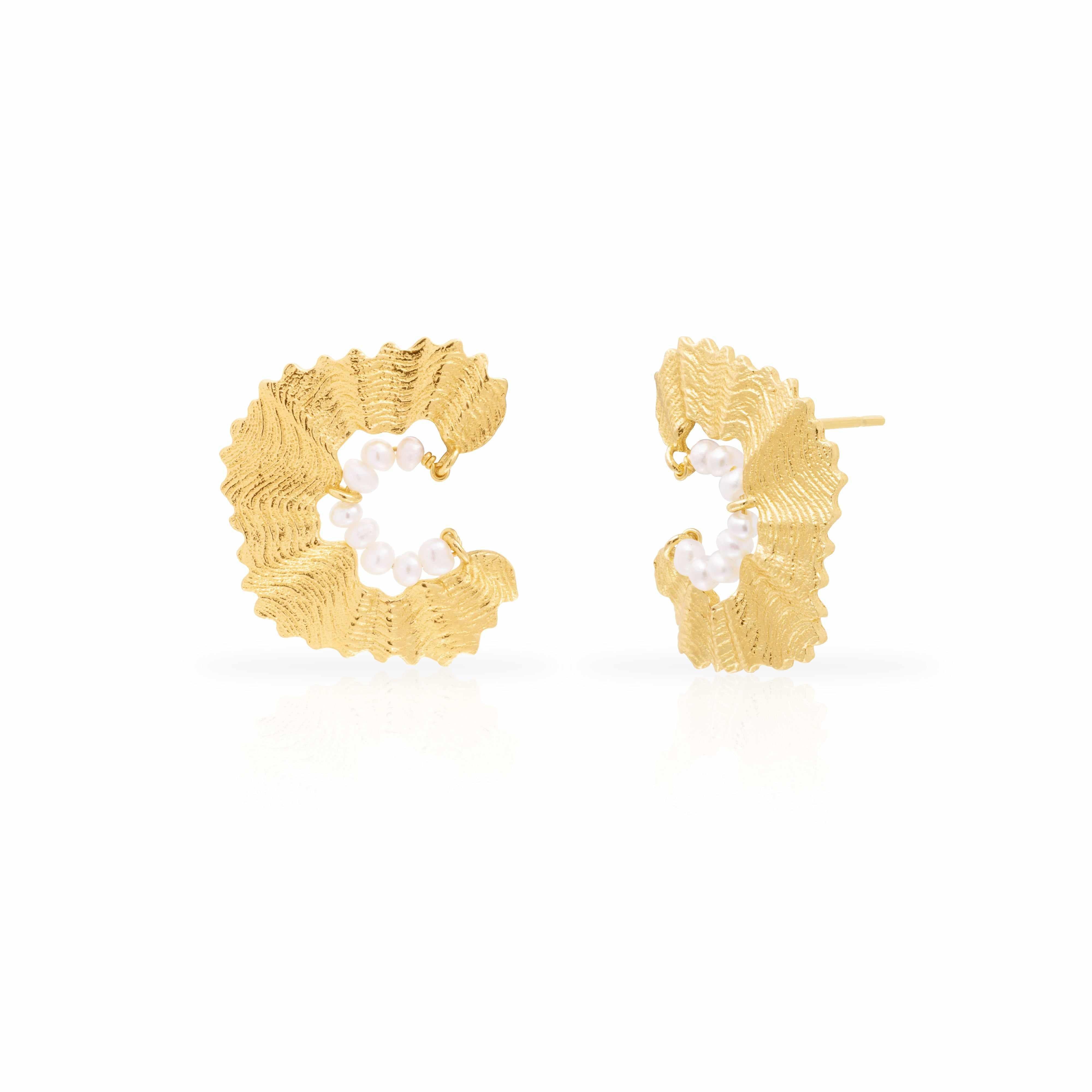 Cici pearl gold round hollow studs
