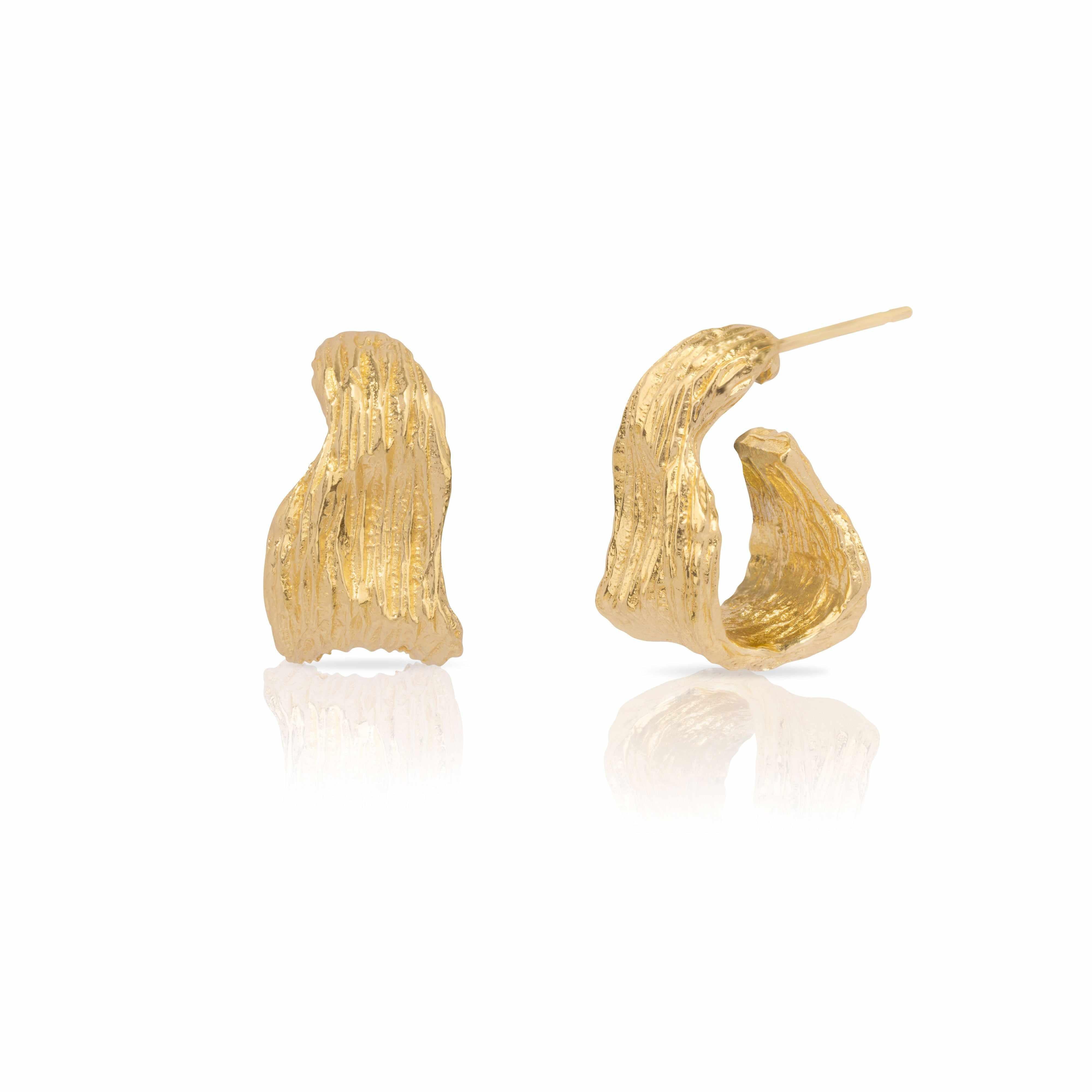Gold Mira Textured Hoop Earrings - Jewellery | Mezi | MEZI