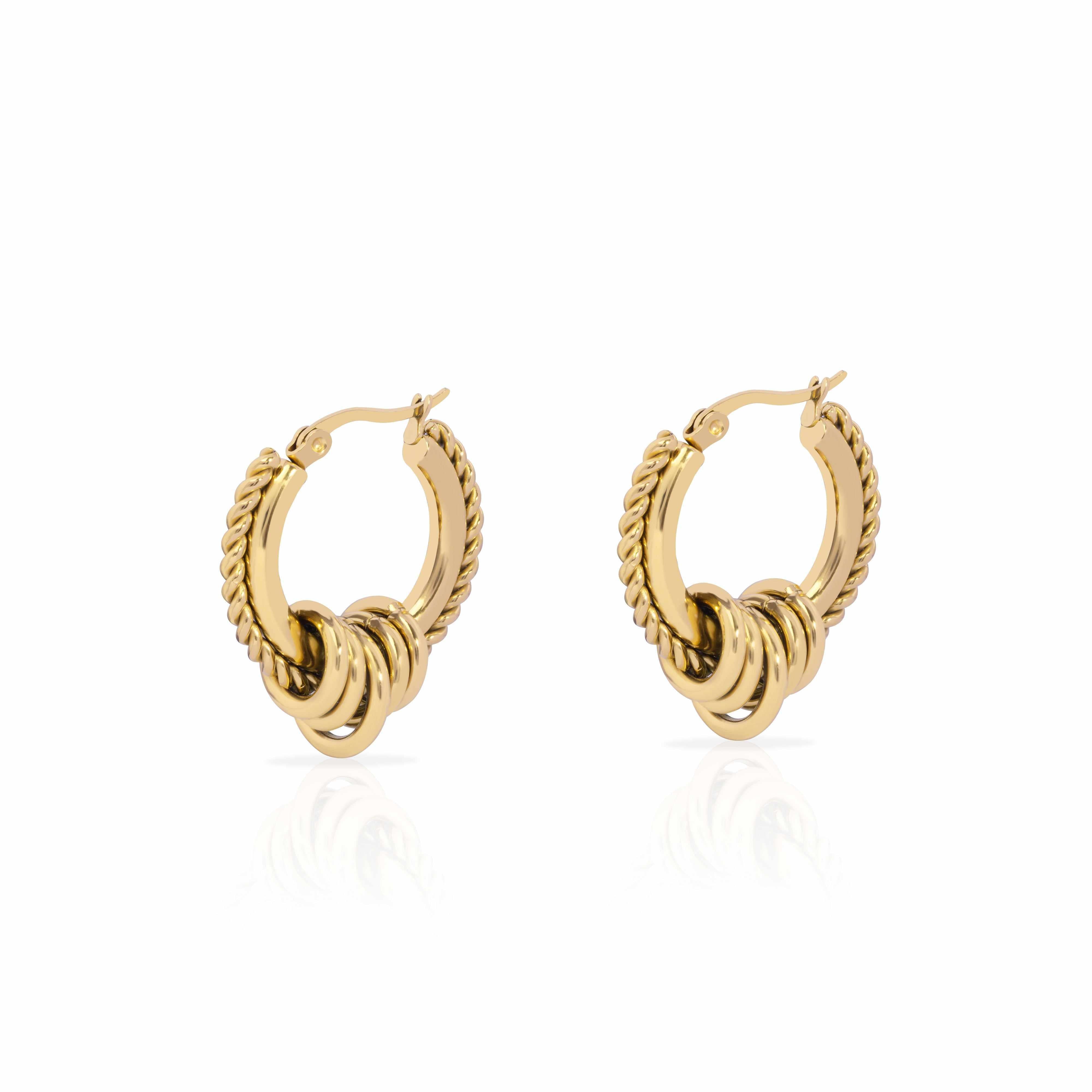 Gold Aurum Textured Hoop disc Earrings - Jewellery | Mezi | MEZI