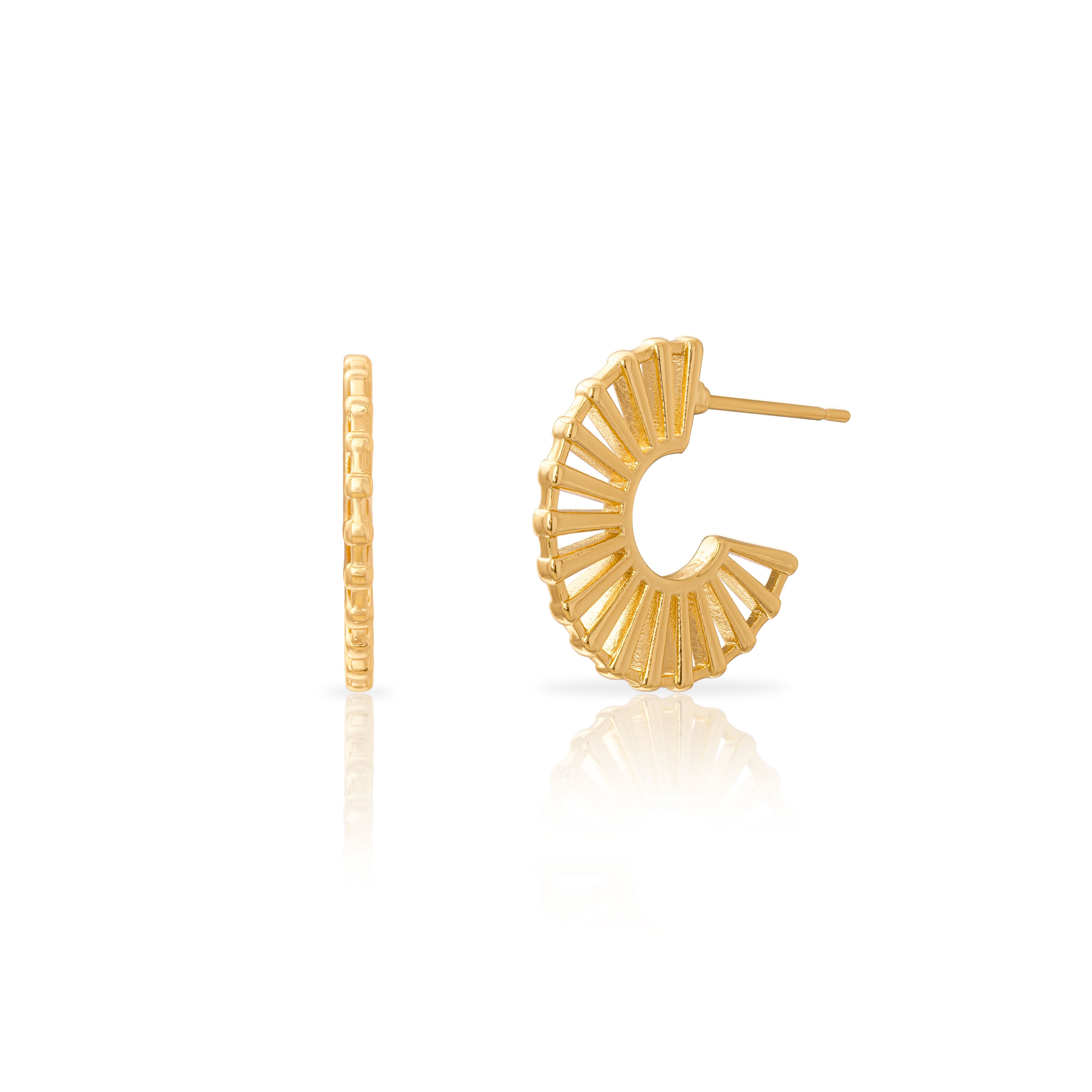 Fan gold filled hoop earring
