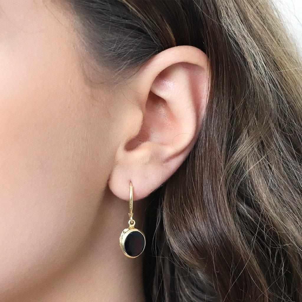 Emma smokey quartz semi-precious 2 micron gold earrings