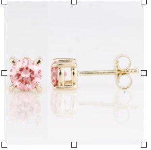 Belle 10k gold pink lab diamond studs | MEZI