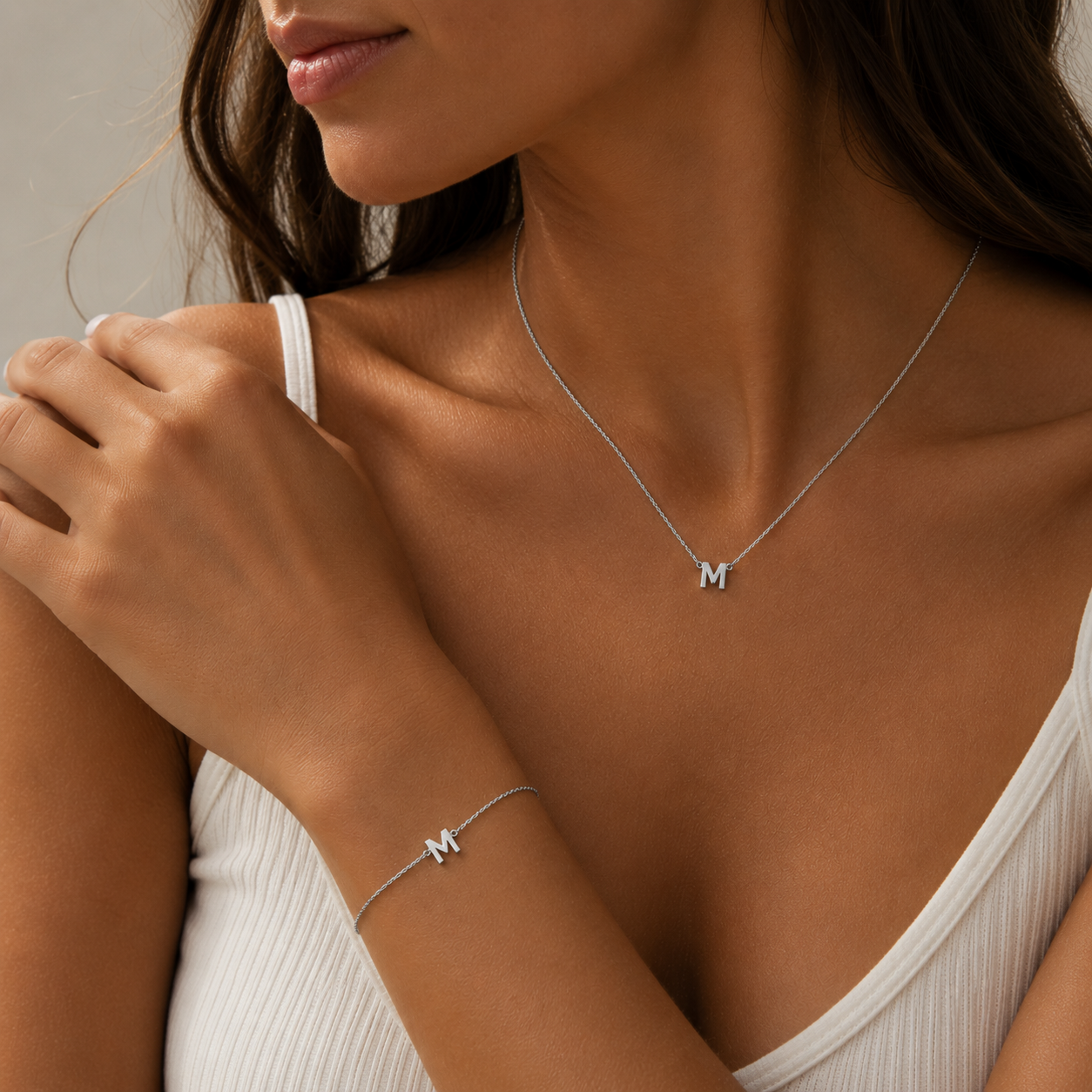 Initial Plain Set | Necklace & Bracelet