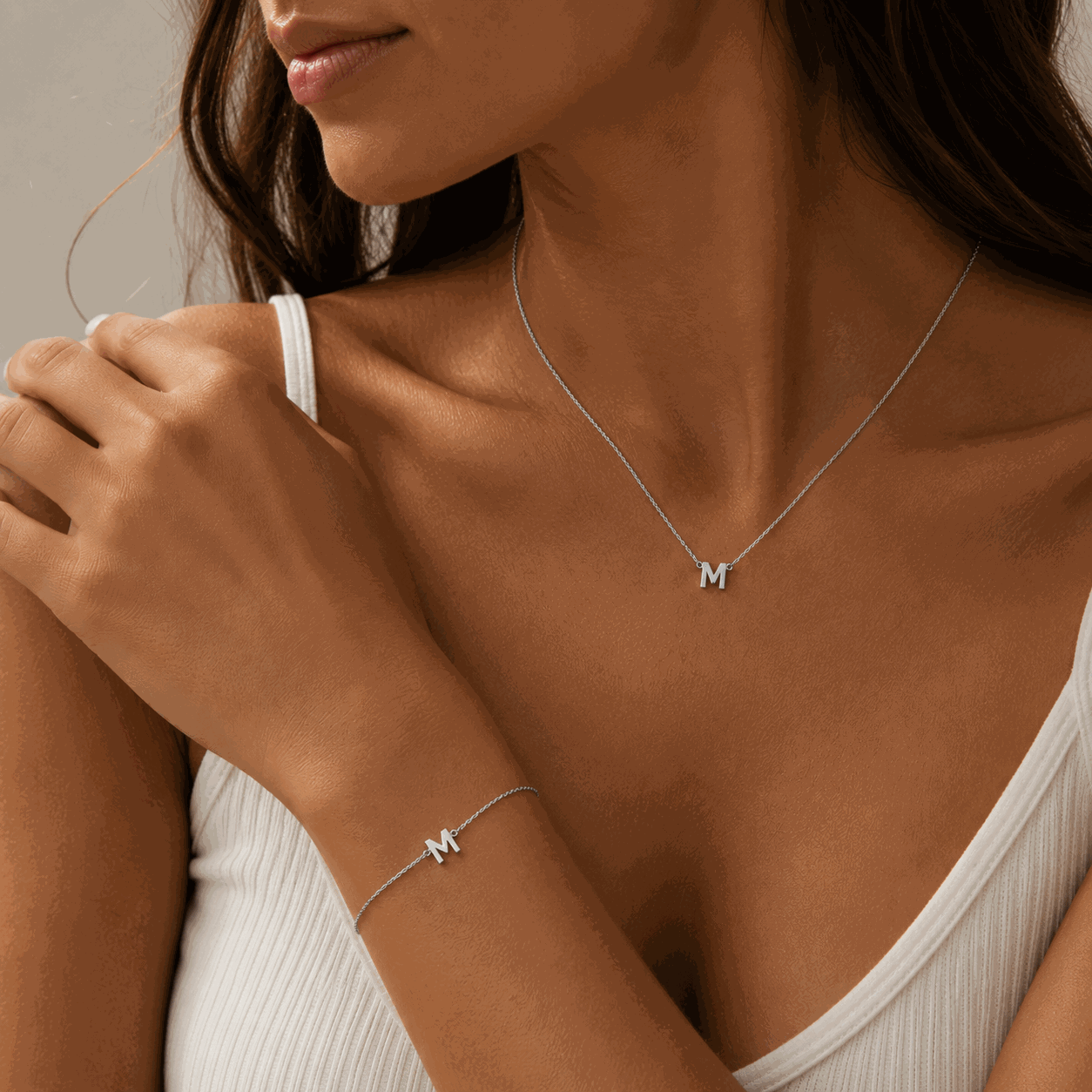 Initial Plain Set | Necklace & Bracelet