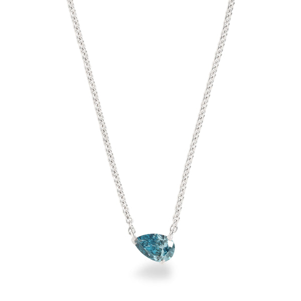 Pear shape blue diamond pendant