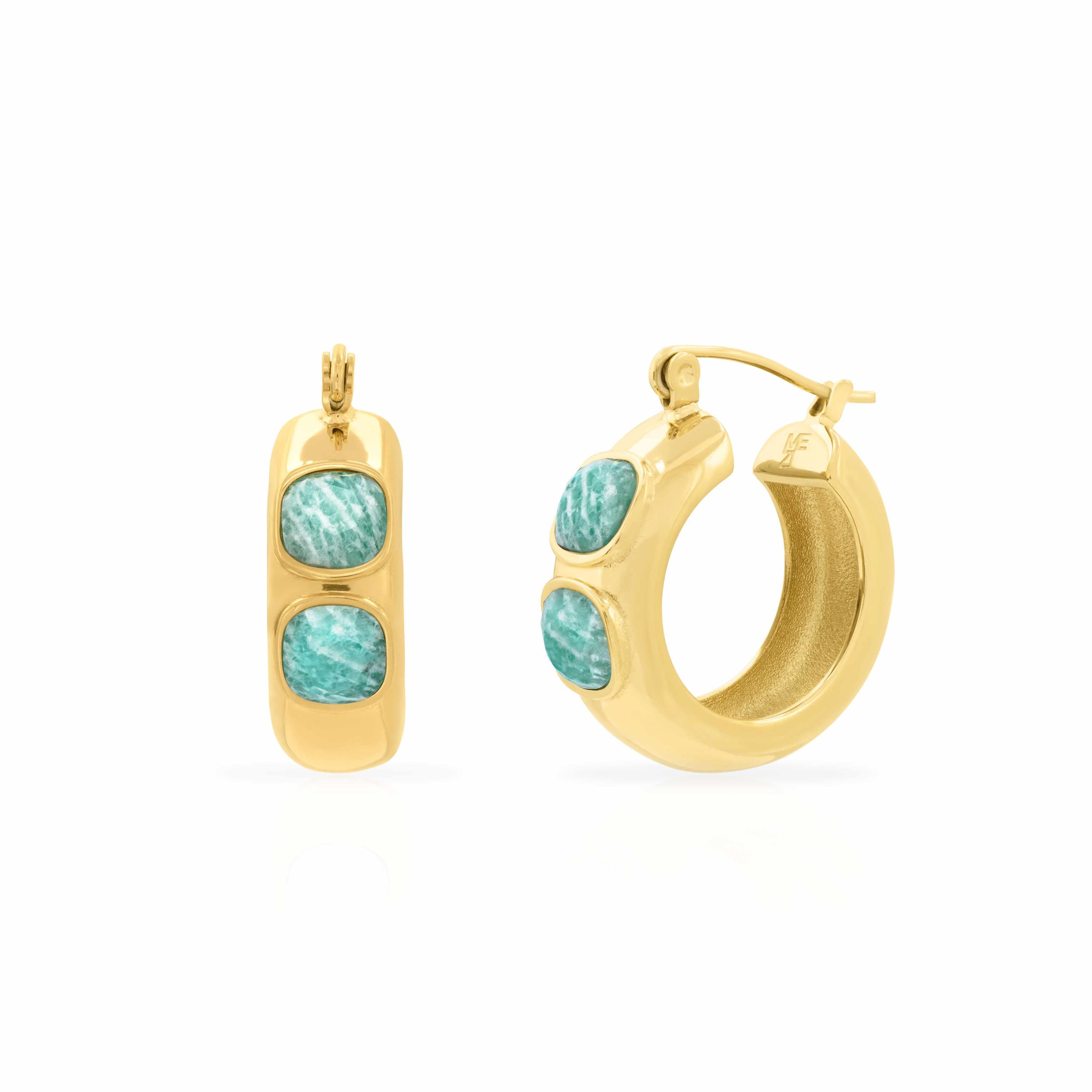 Nola semi-precious hoop earrings - waterproof