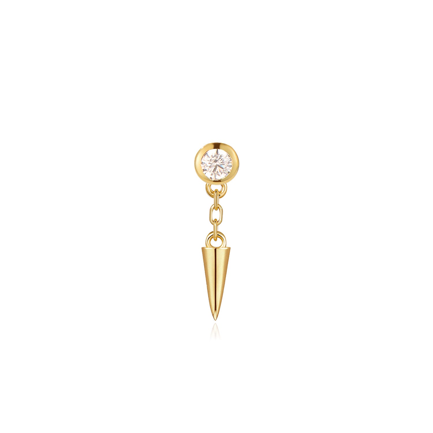 Kairo Moissanite Spike Labret Earring – 14K Solid Gold Flat Back