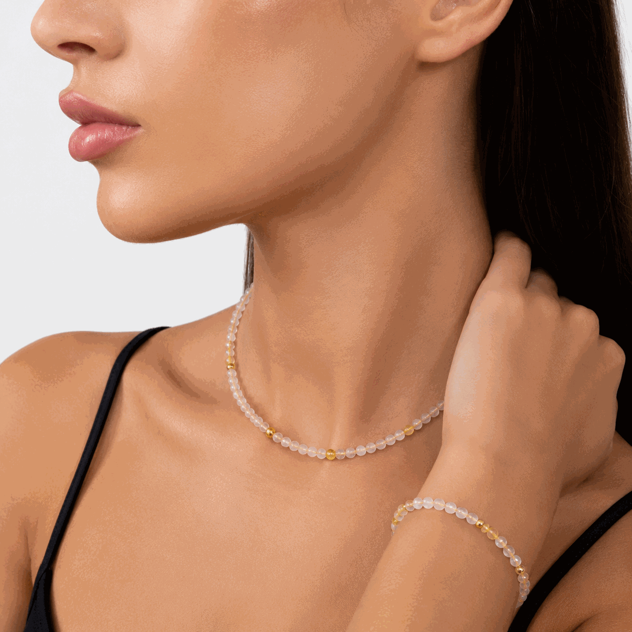 Klara Gemstone Necklace & Bracelet Set | MEZI | MEZI