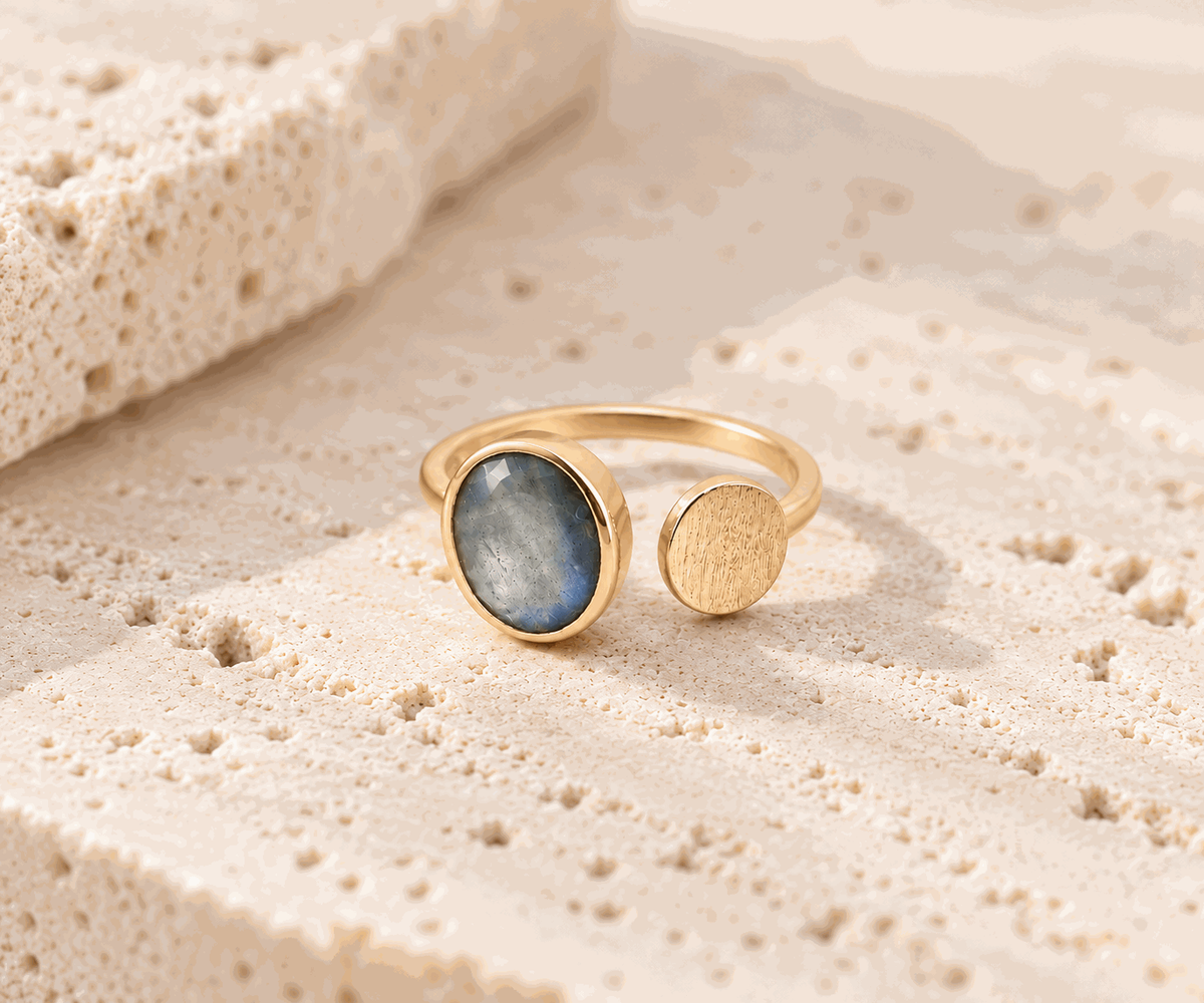 Aliza semi precious 2 micron gold ring