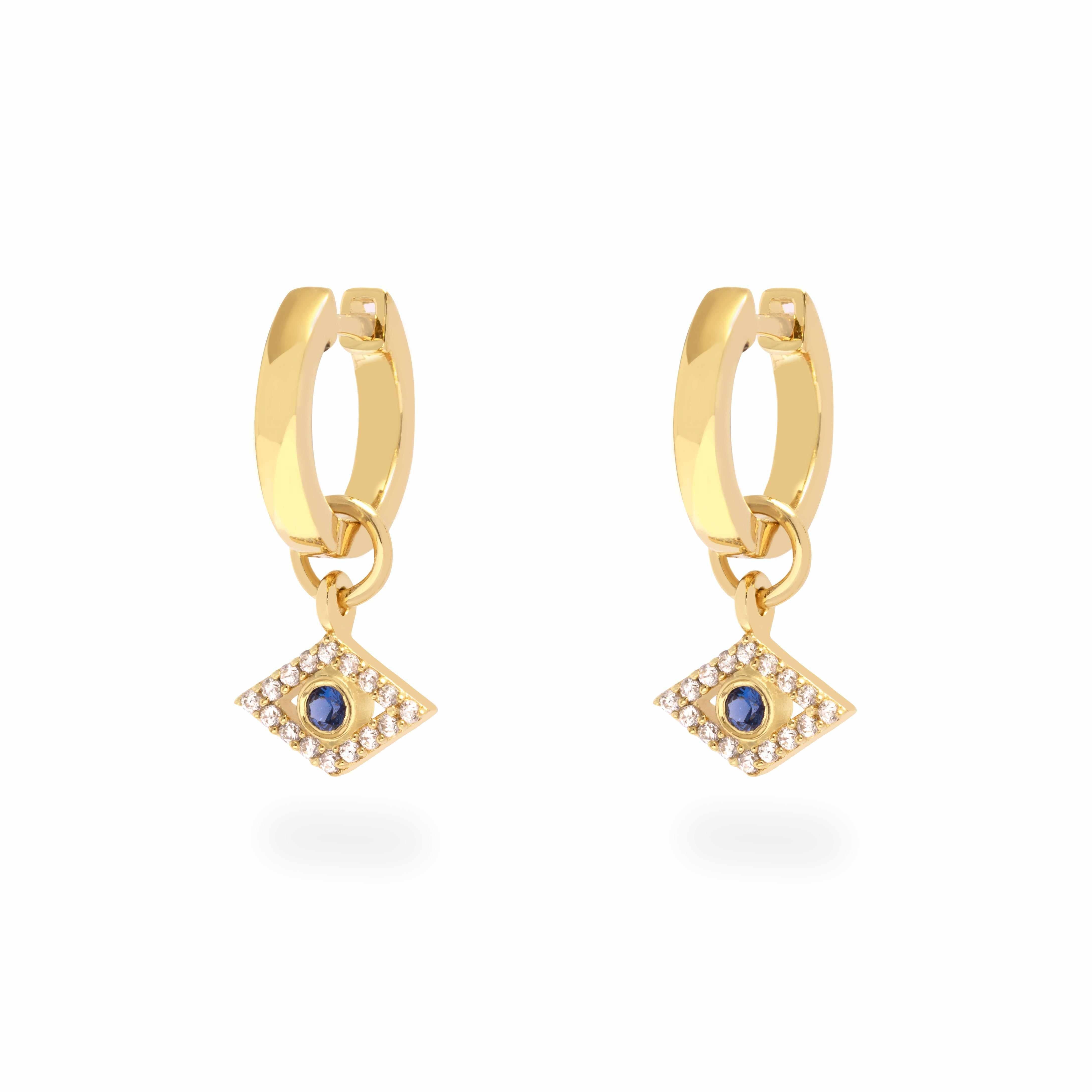 14k Gold Vermeil Larina Evil Eye Earrings - Jewellery | Mezi | MEZI