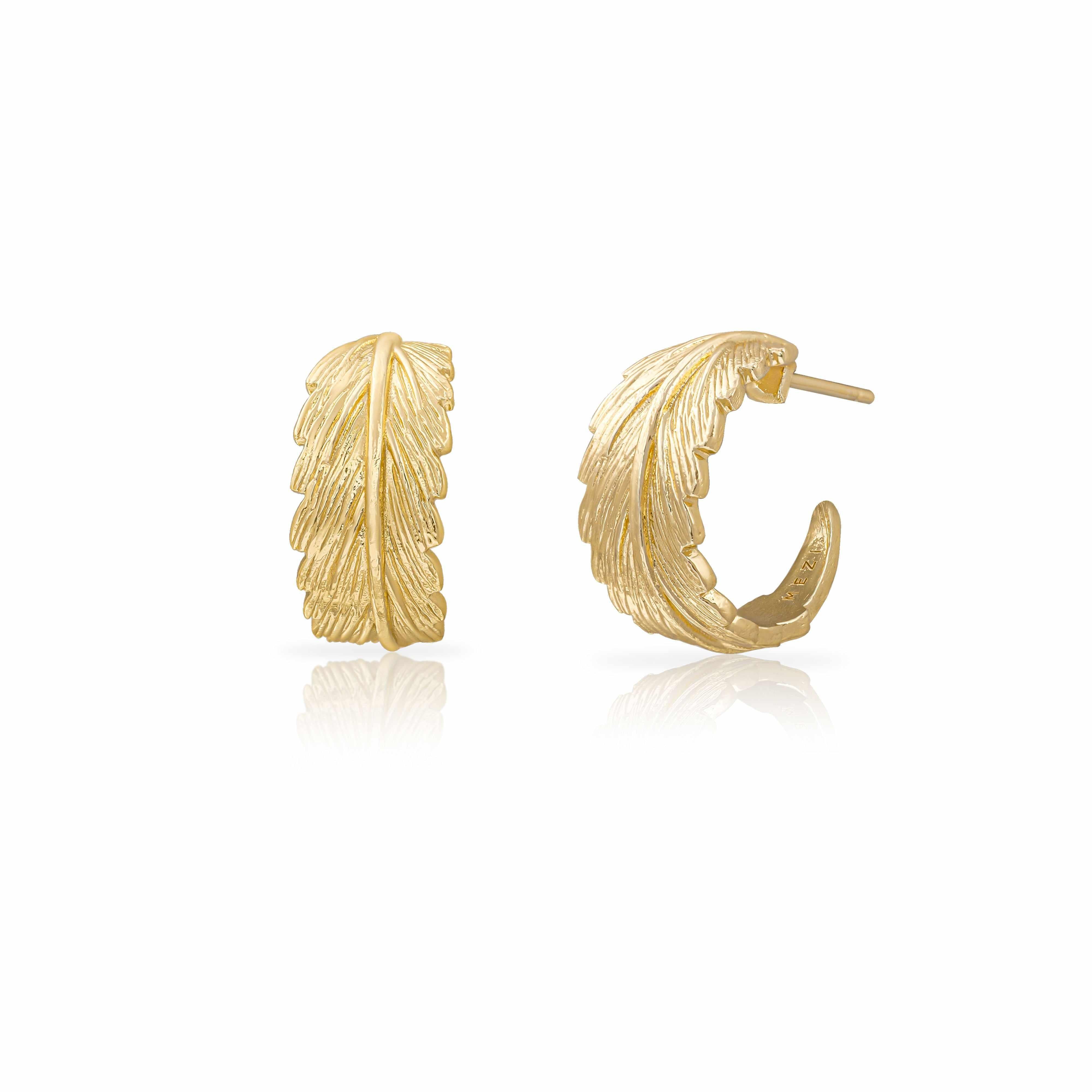 Leaf textured hoop earrings