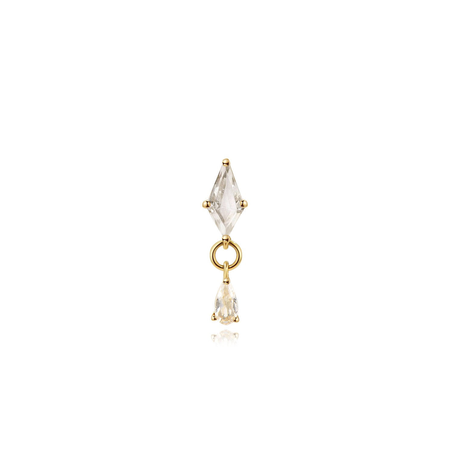 Lima CZ Drop Labret Earring – 14K Gold Flat Back | MEZI | MEZI