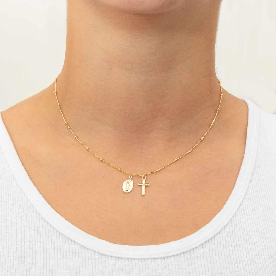 Mary and Cross Necklace