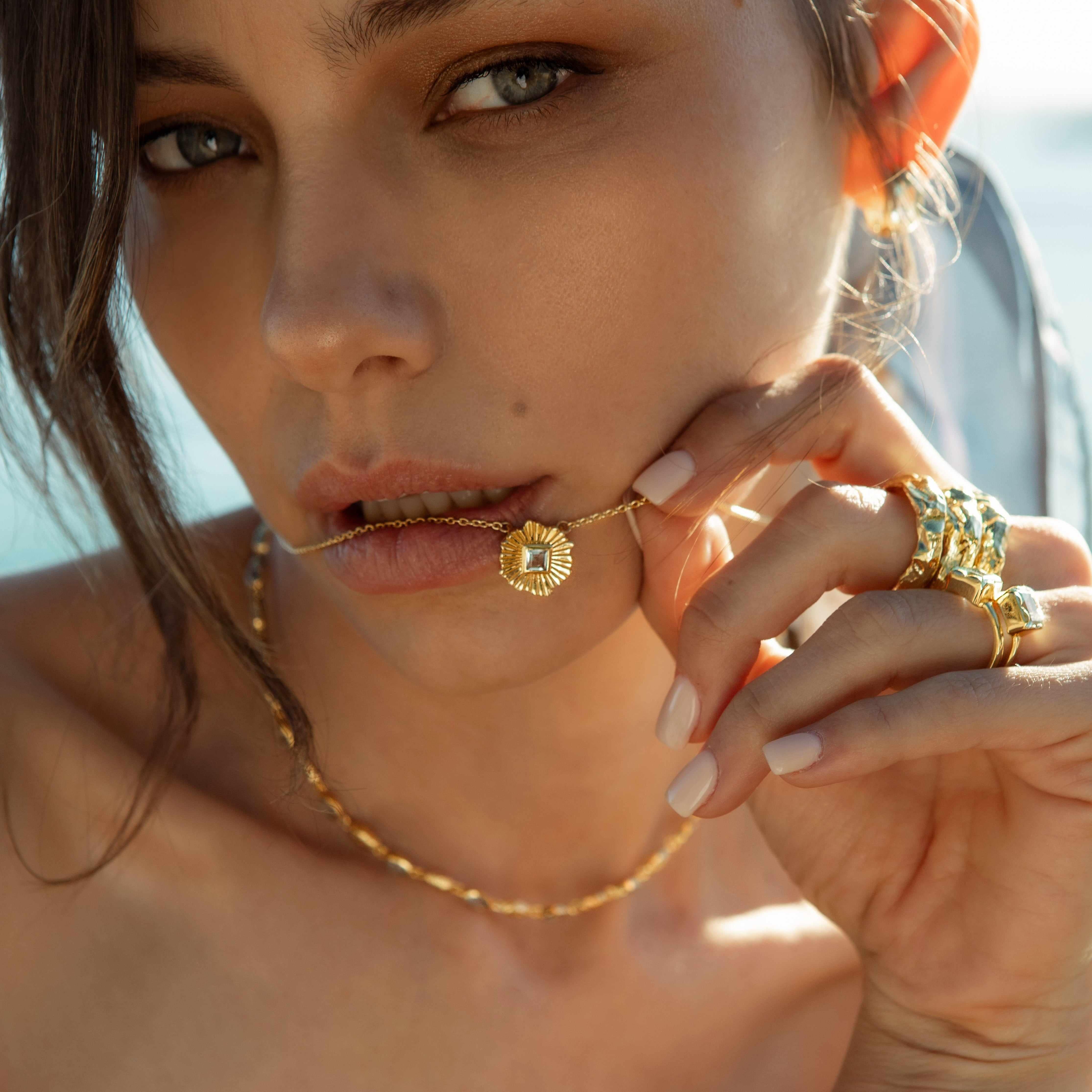 Clio Sterling silver gold plated semi-precious stone necklace