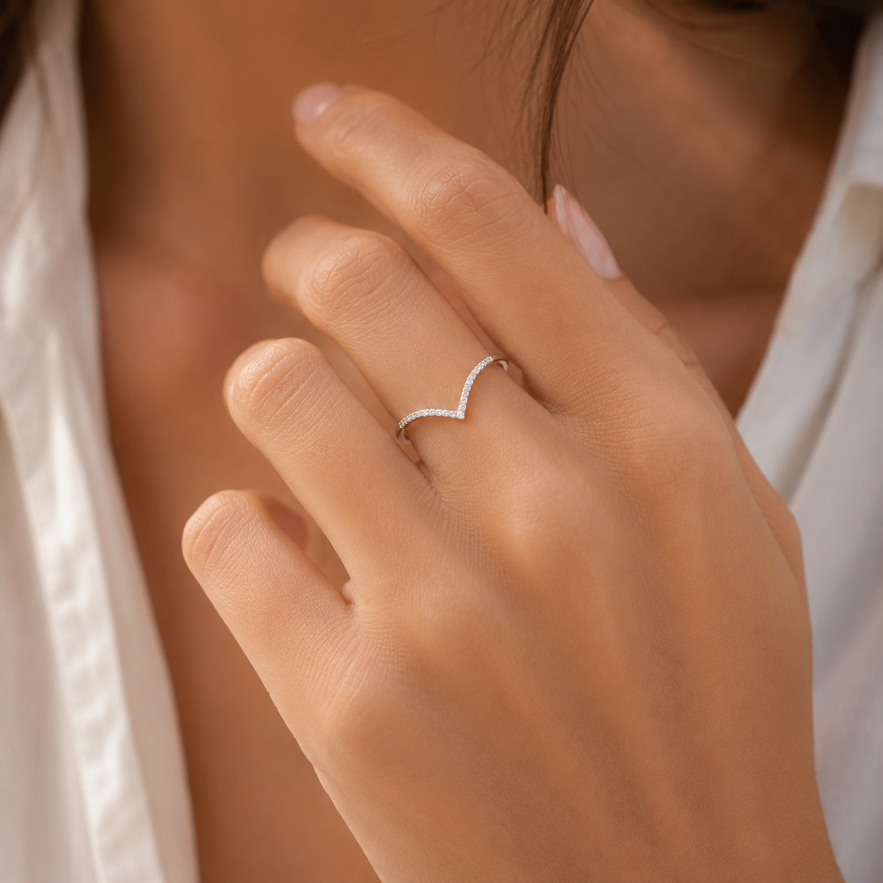 Milana wishbone cubic zirconia ring