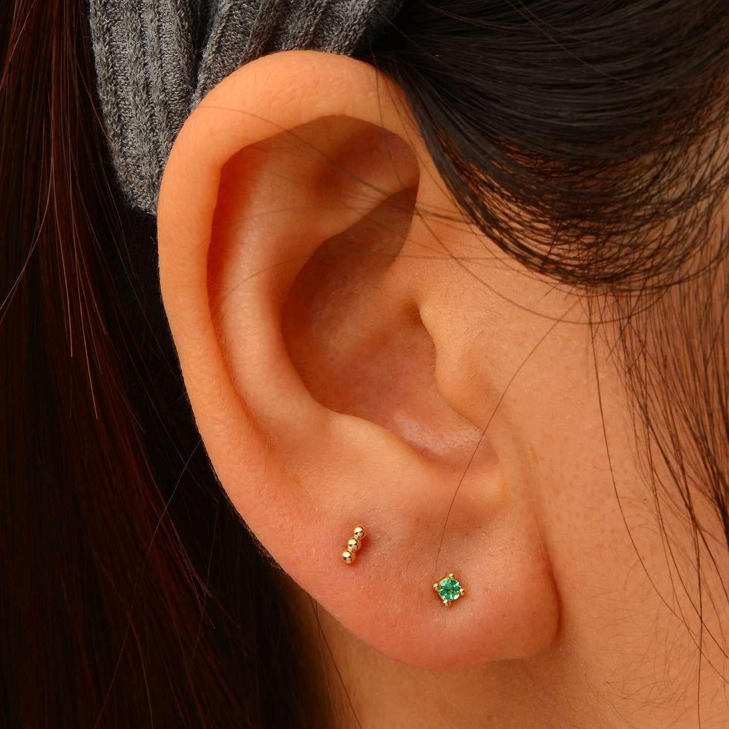 Prague Bubble Bar Labret Earring – 14K Gold Flat Back | MEZI | MEZI
