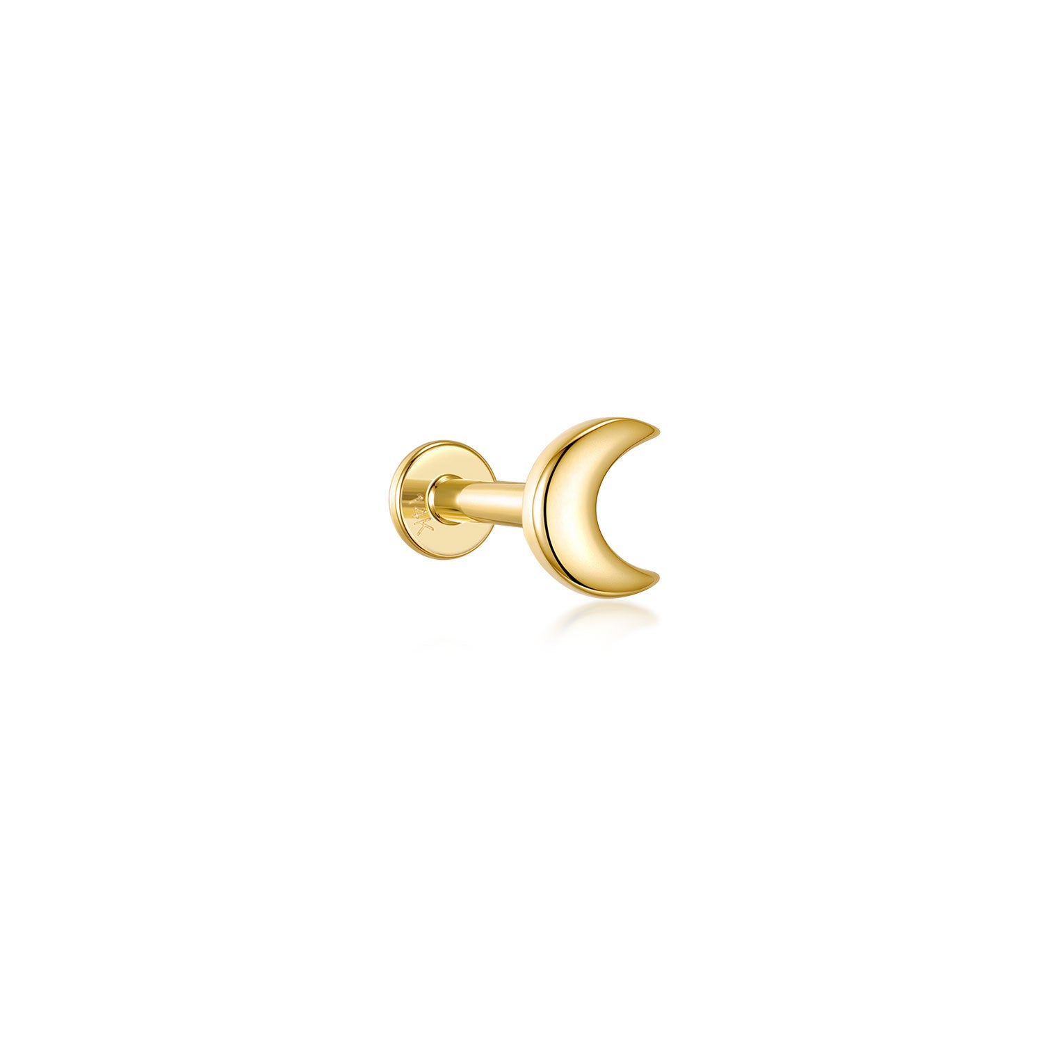 Nara Moon Stud Earring – 14K Solid Gold Flat Back