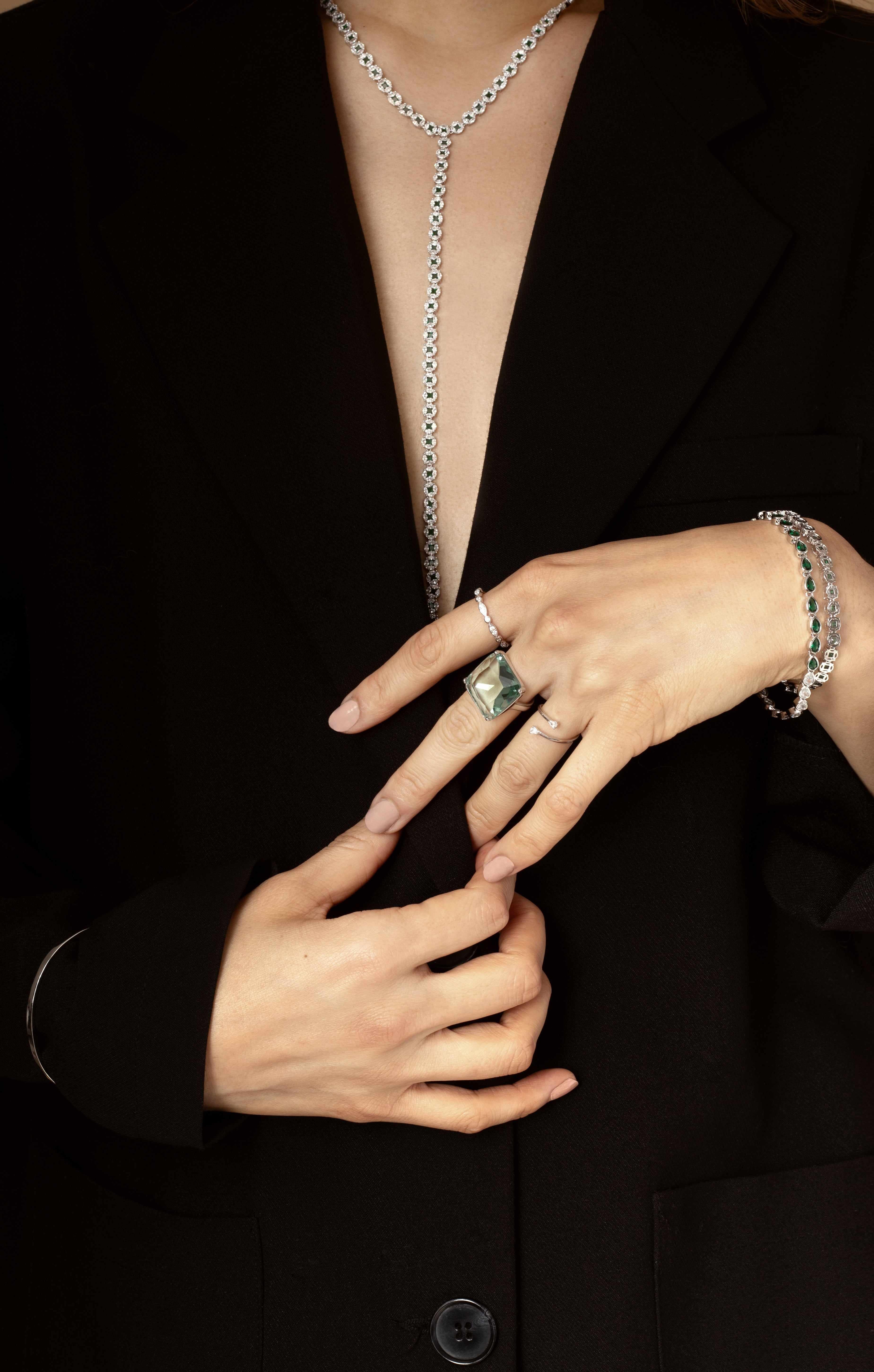 Lakal lariat emerald necklace