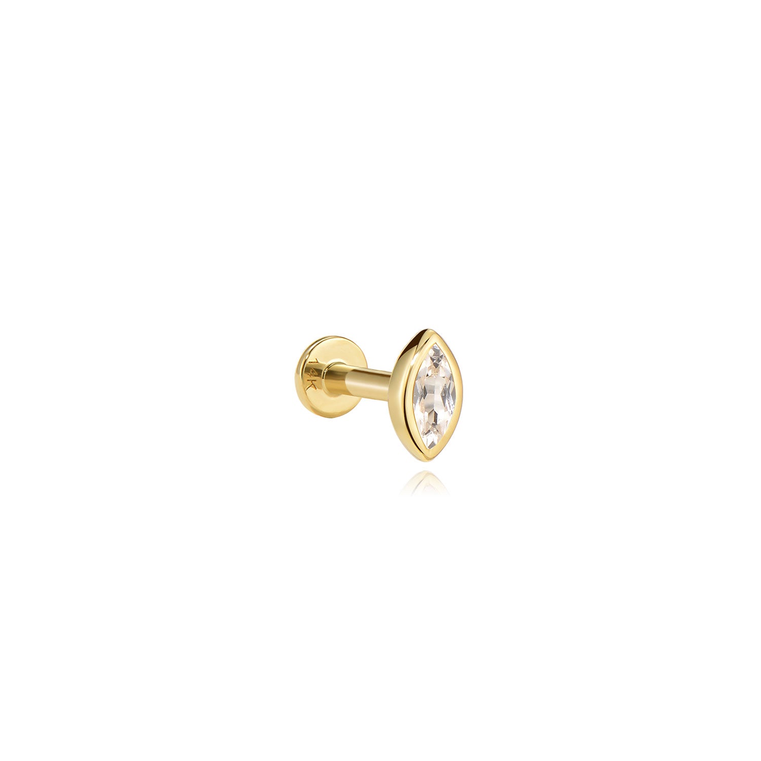 Niva Marquise Moissanite Stud Earring – 14K Solid Gold Flat Back