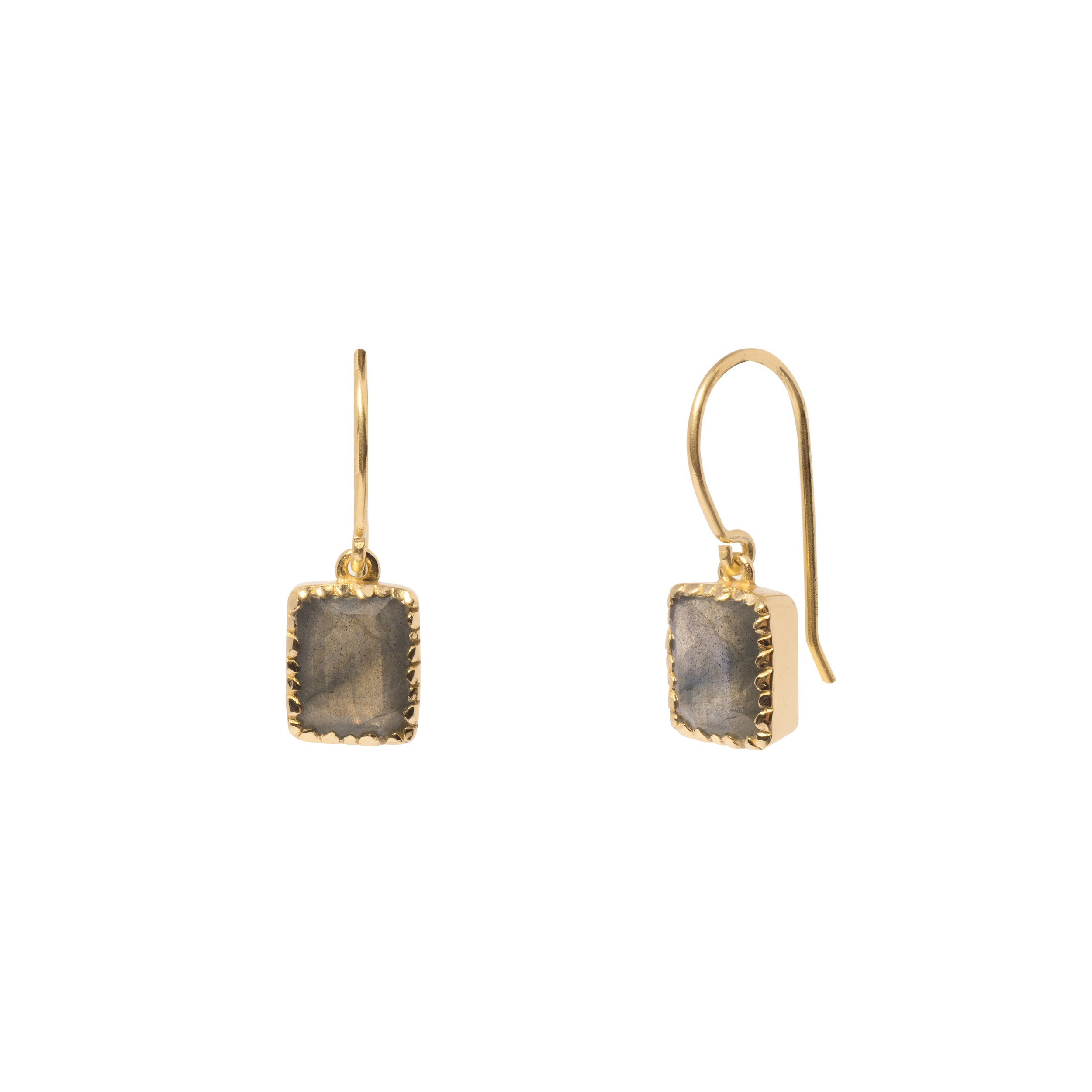 Sterling Silver Gold Pravo Natural Stone Earrings -Jewellery | Mezi | MEZI