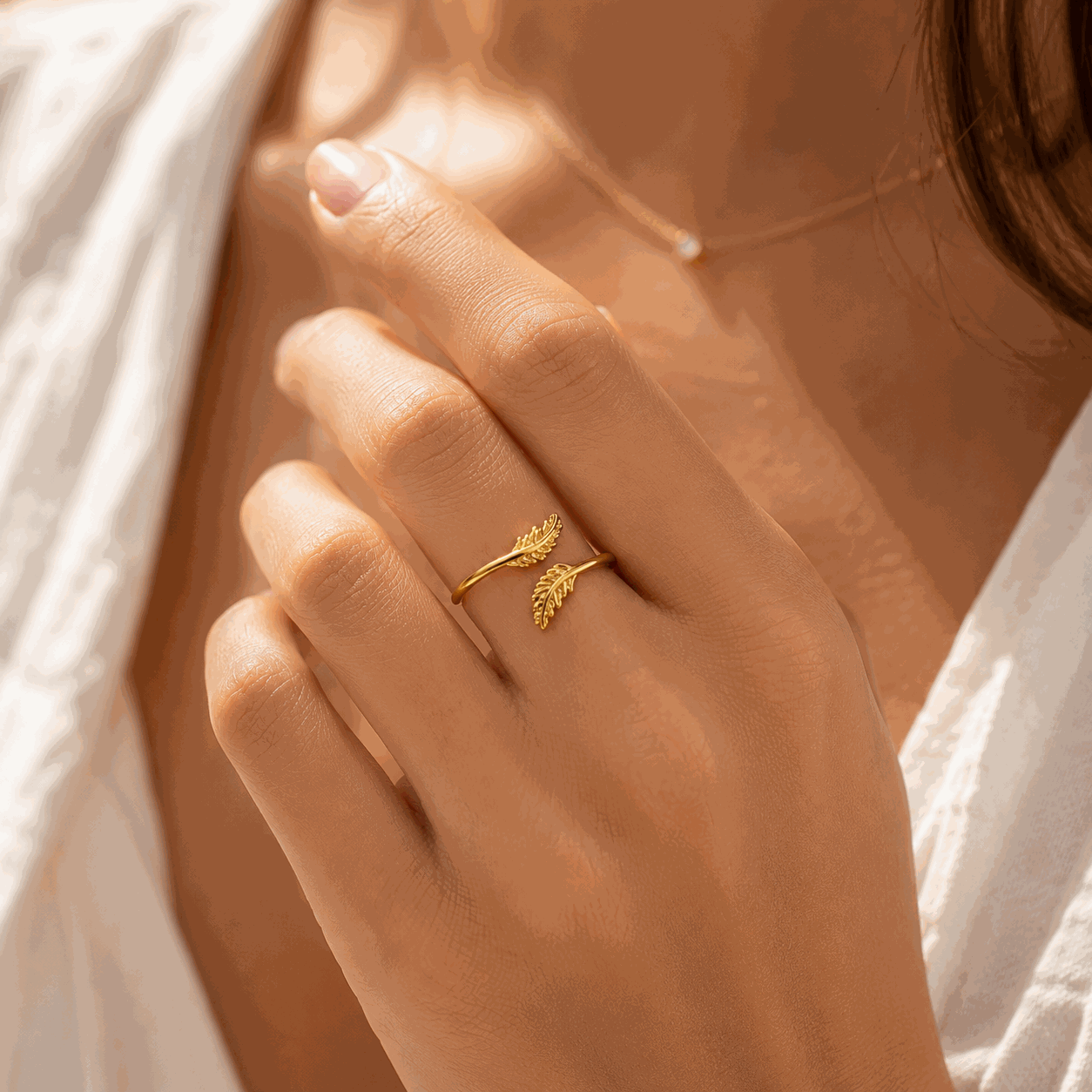 Sami leaf 2 micron gold ring