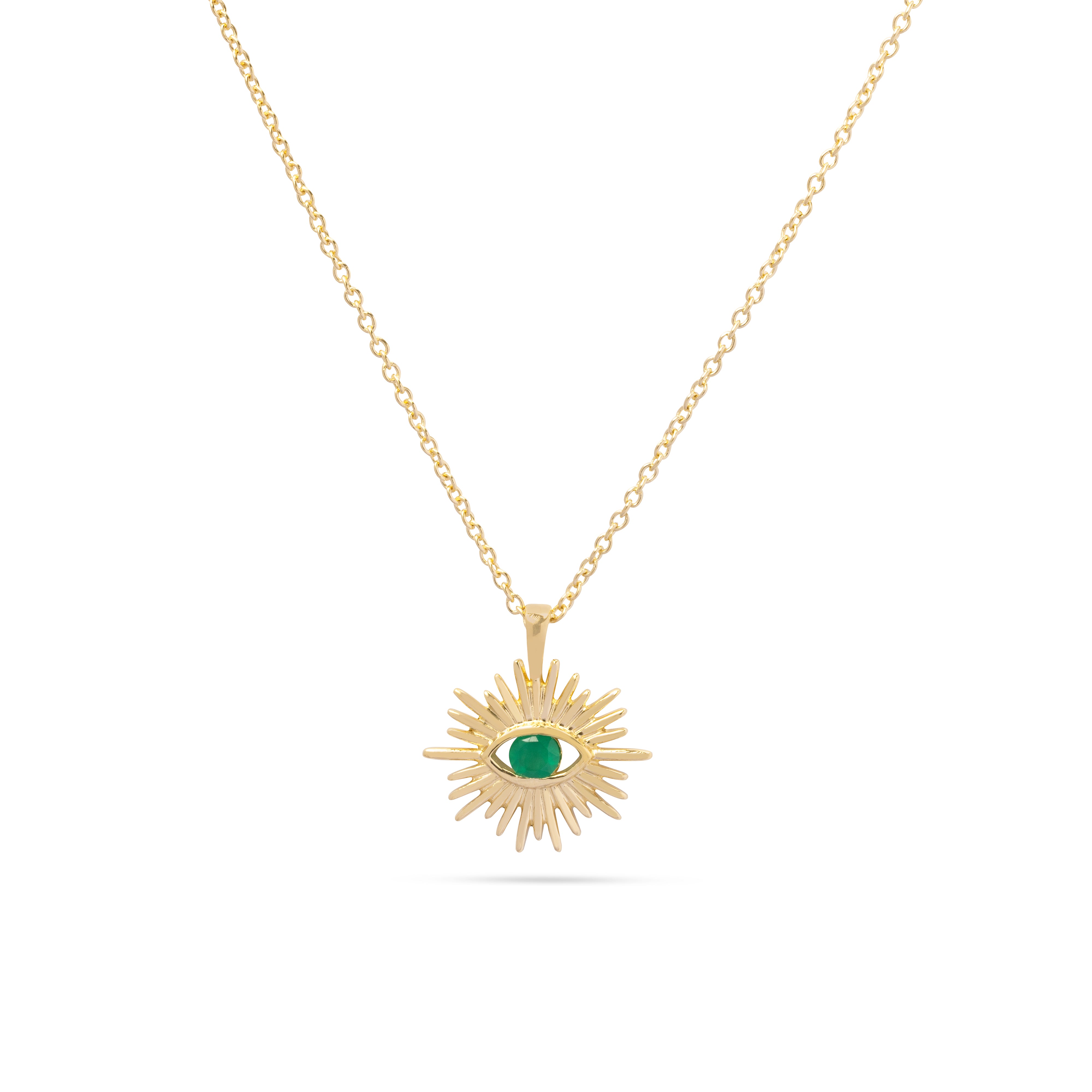 Selina Evil Eye Necklace – Gold Vermeil with Green Onyx | MEZI | MEZI