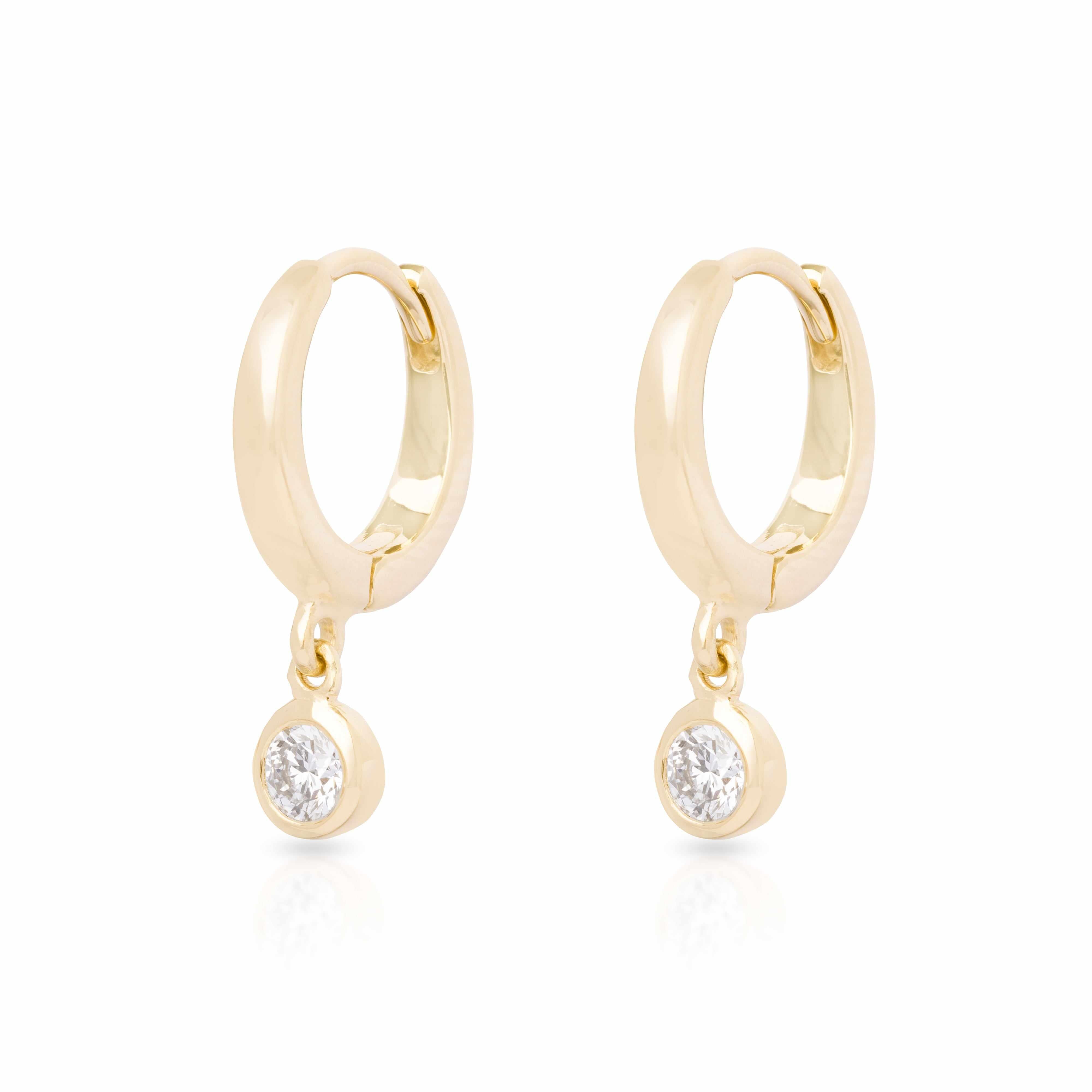 Fiora lab diamond drop huggies 10k gold | MEZI